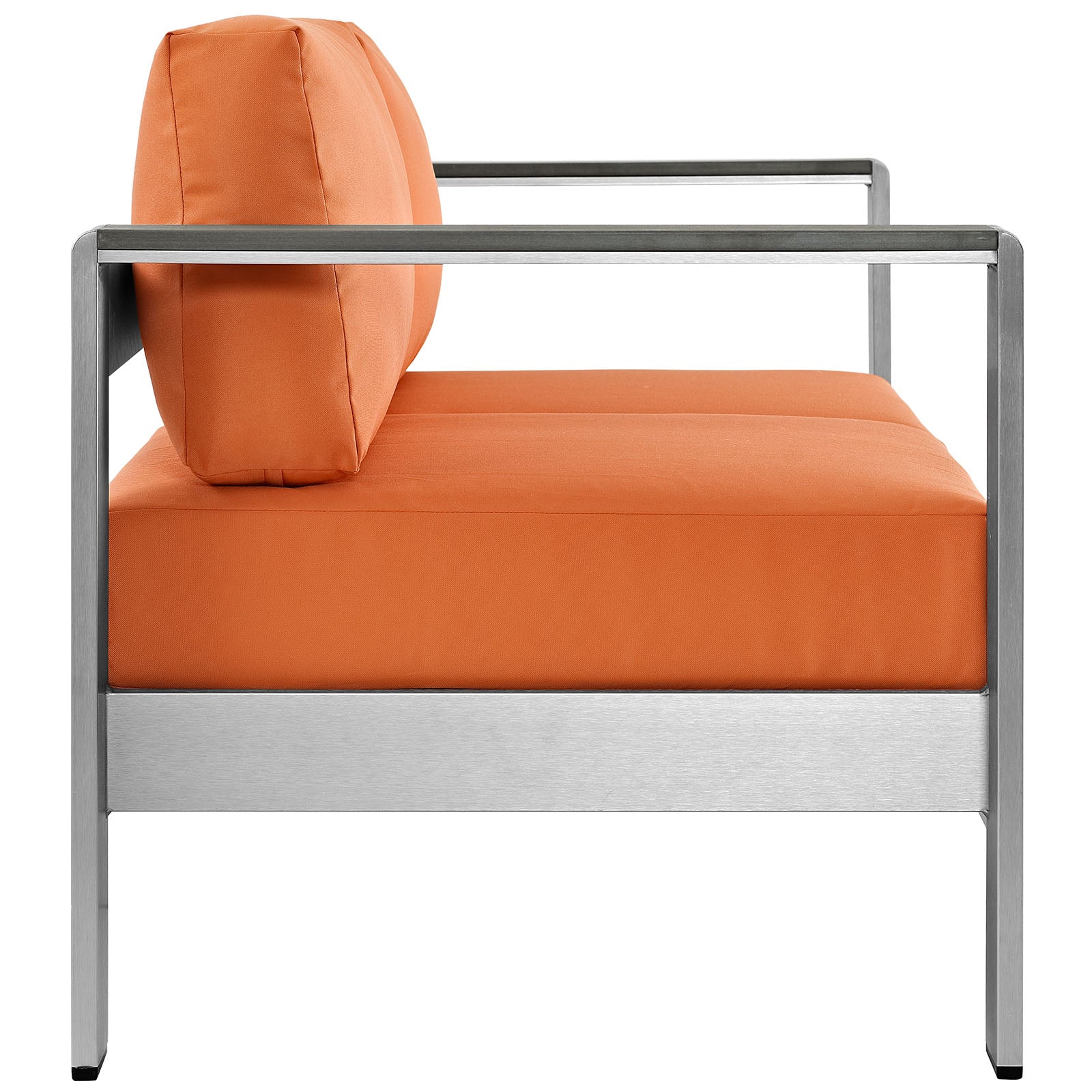 Modway Outdoor Sofas - Shore Outdoor Patio Aluminum Loveseat Silver Orange