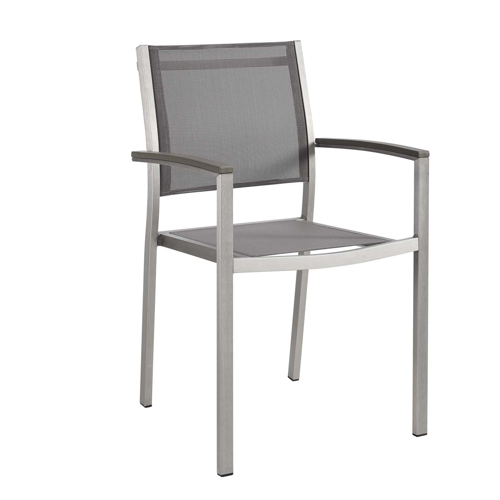Modway Outdoor Dining Chairs - Shore Outdoor Patio Aluminum Dining Chair Silver Gray