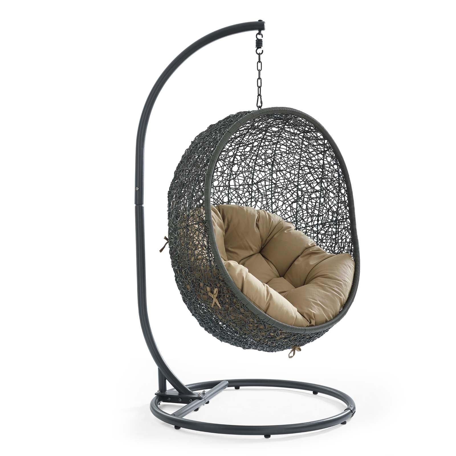 Modway Outdoor Swings - Hide Outdoor Patio Swing Chair With Stand Gray Mocha