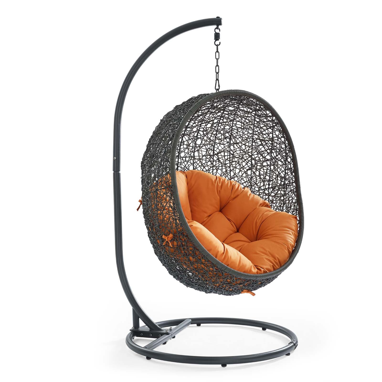 Modway Outdoor Swings - Hide Outdoor Swing Chair With Stand Gray & Orange