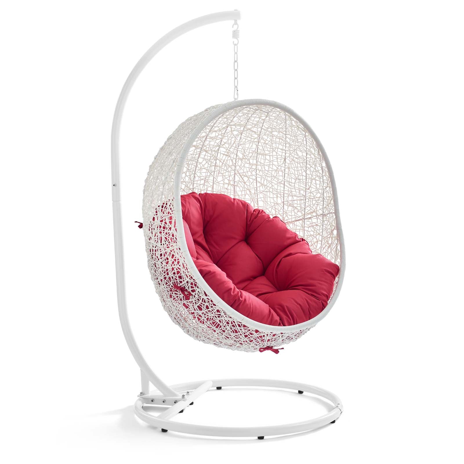Modway Outdoor Swings - Hide Outdoor Patio Swing Chair With Stand White Red