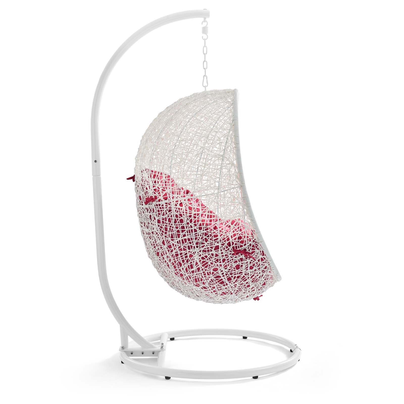 Modway Outdoor Swings - Hide Outdoor Patio Swing Chair With Stand White Red