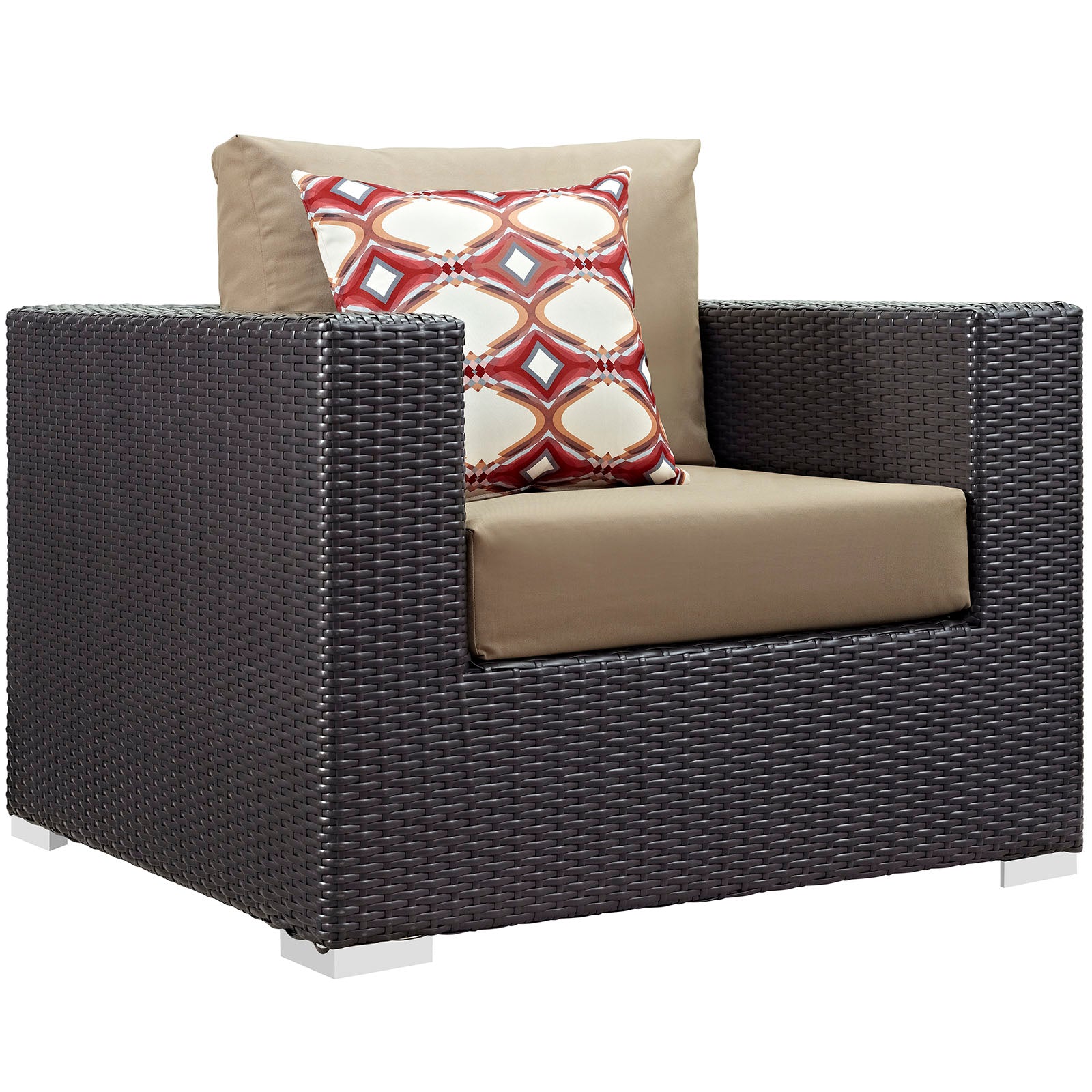 Modway Outdoor Conversation Sets - Convene 6 Piece Outdoor Patio Sectional Set Espresso Mocha