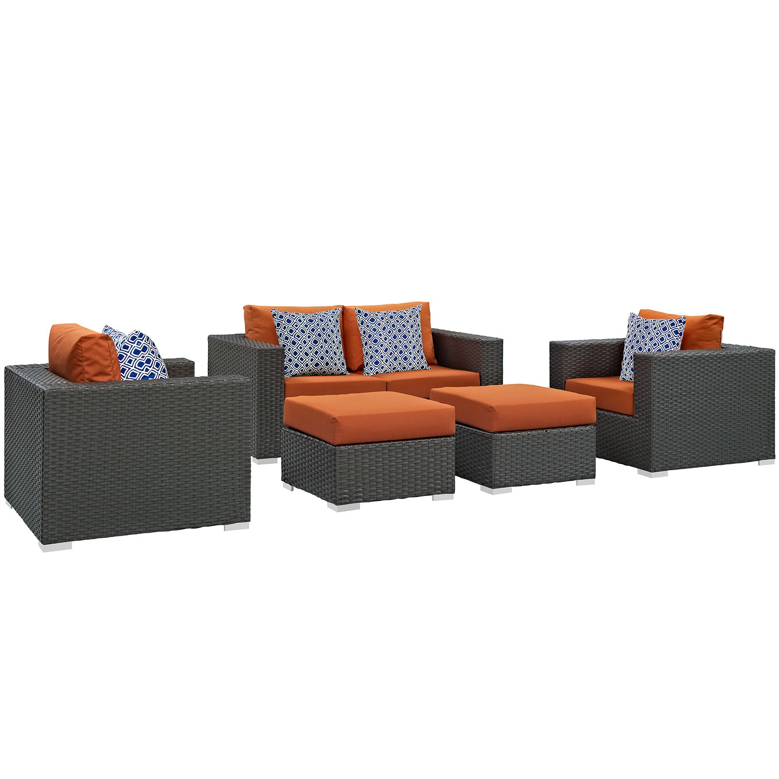 Modway Outdoor Conversation Sets - Sojourn 5 Piece Outdoor Patio Sectional Set of 5 Canvas Tuscan