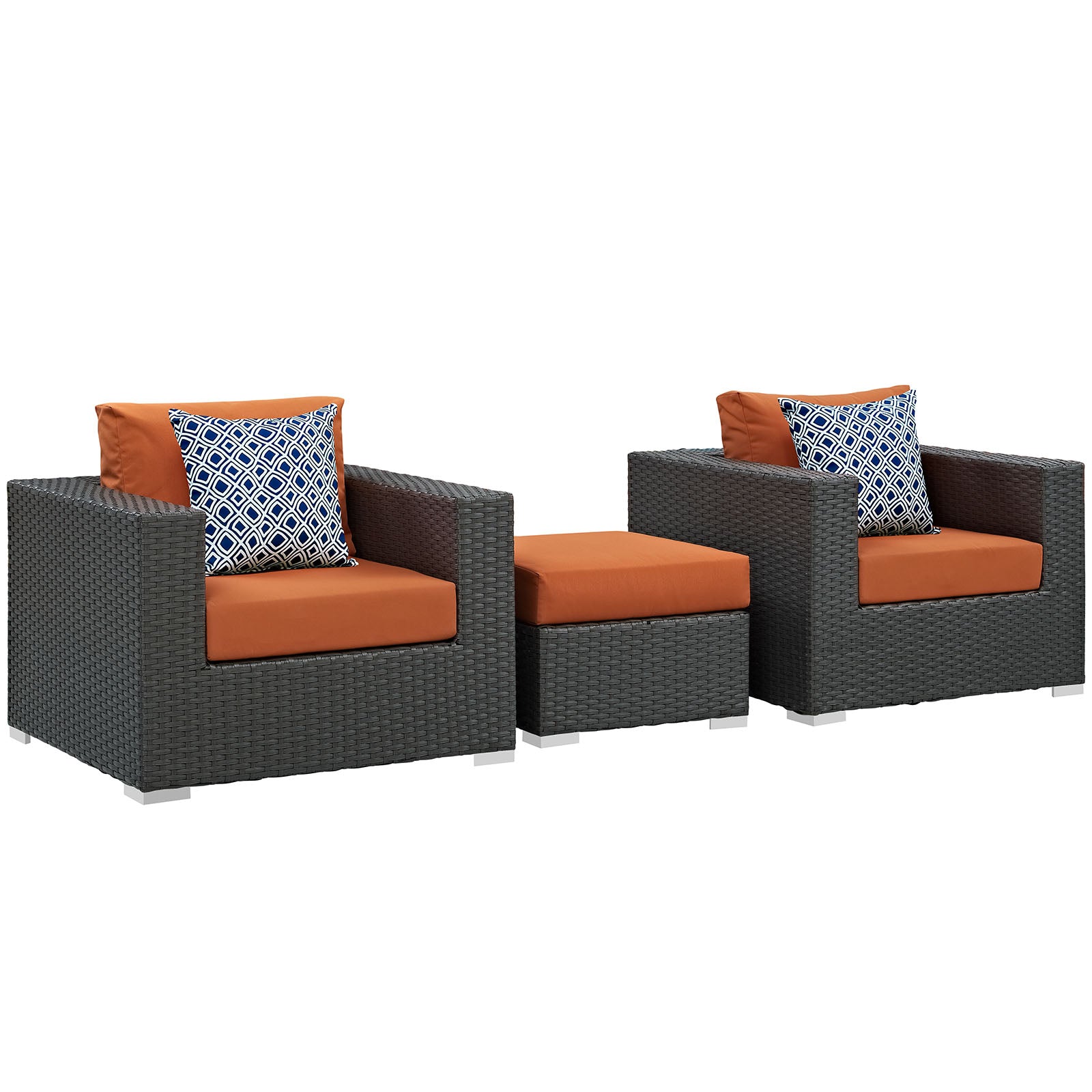 Modway Outdoor Conversation Sets - Sojourn 3 Piece Outdoor Patio Sunbrella Sectional SetTuscan