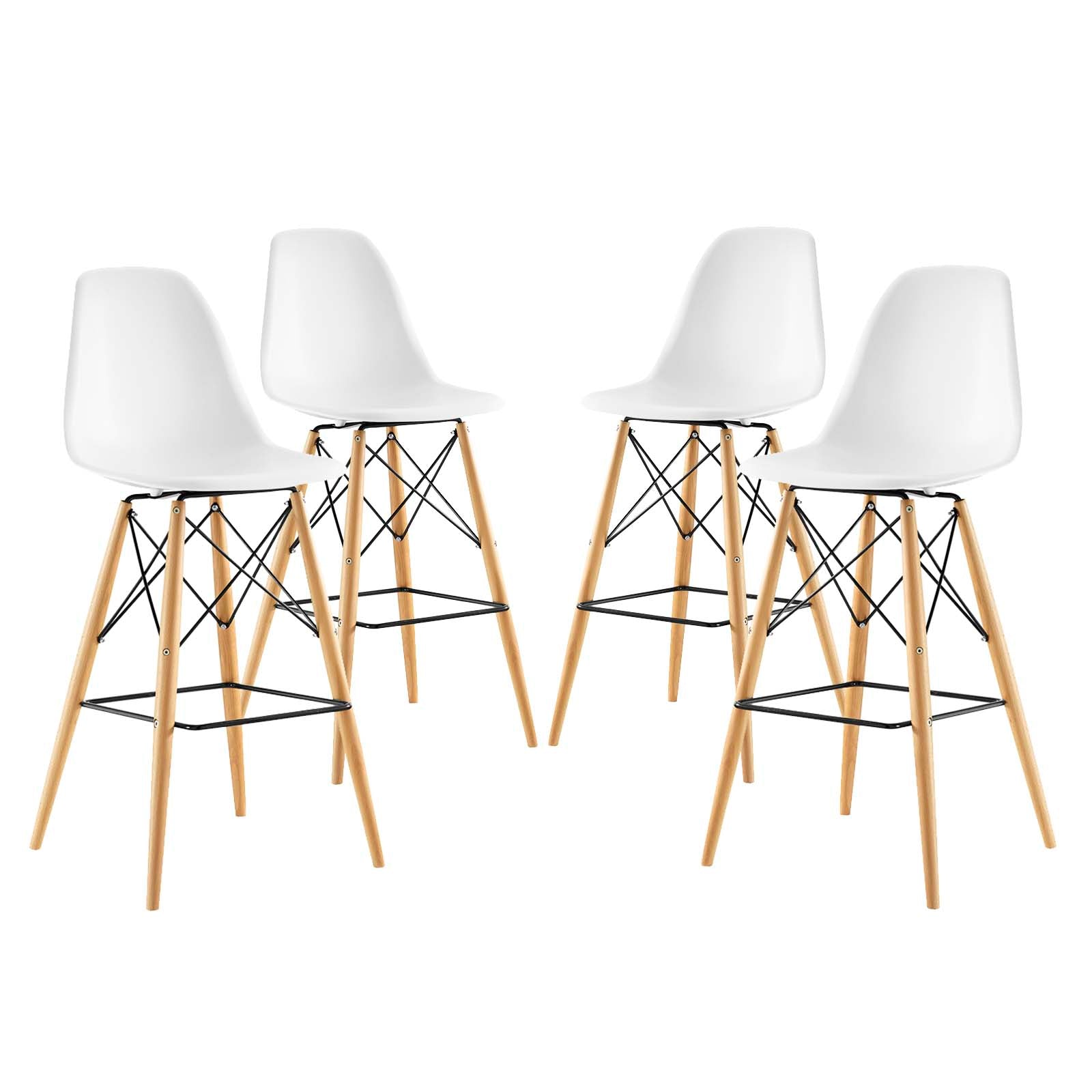 Modway Barstools - Pyramid Dining Side Bar Stool ( Set of 4 ) White
