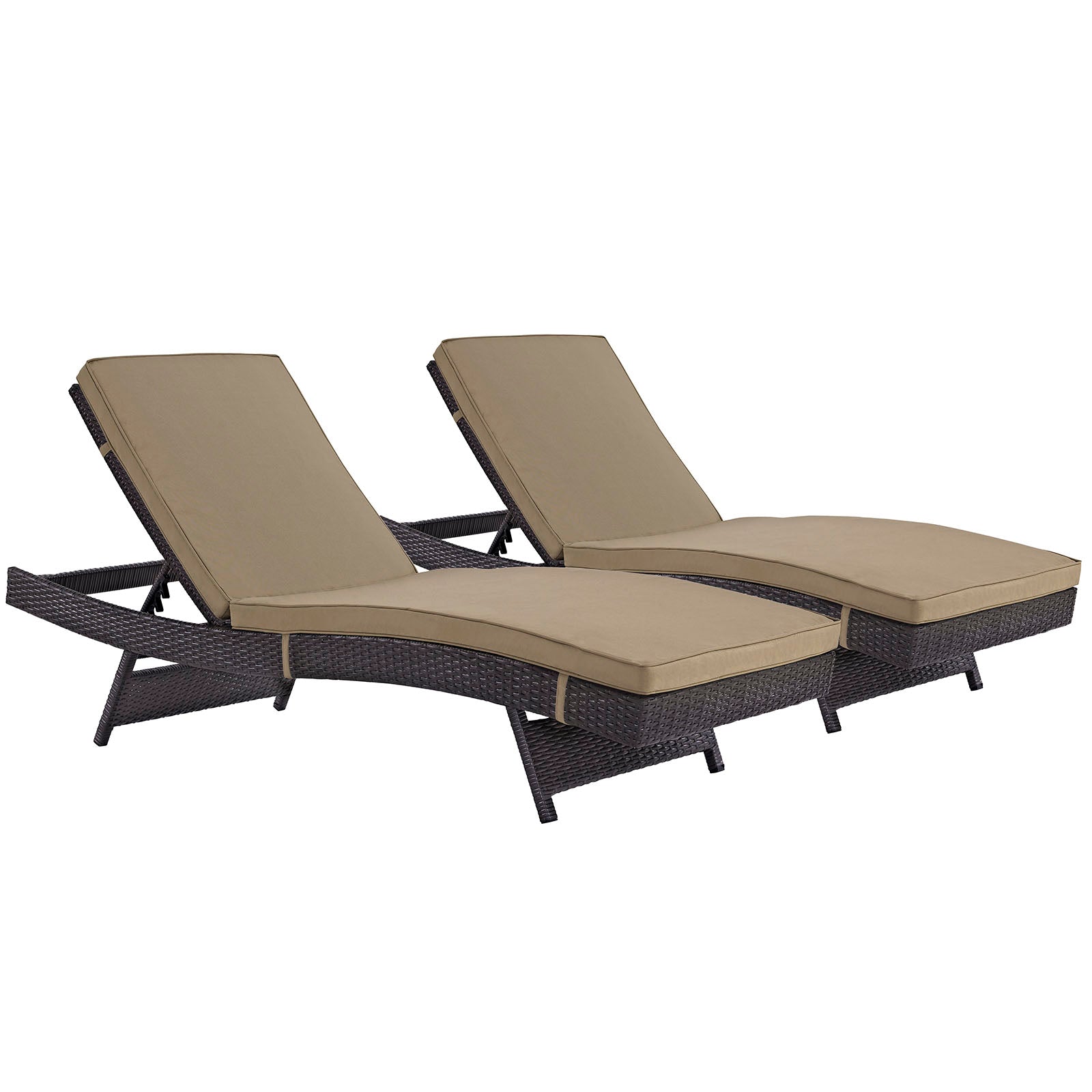Modway Outdoor Loungers - Convene Chaise Outdoor Patio Espresso & Mocha (Set Of 2)