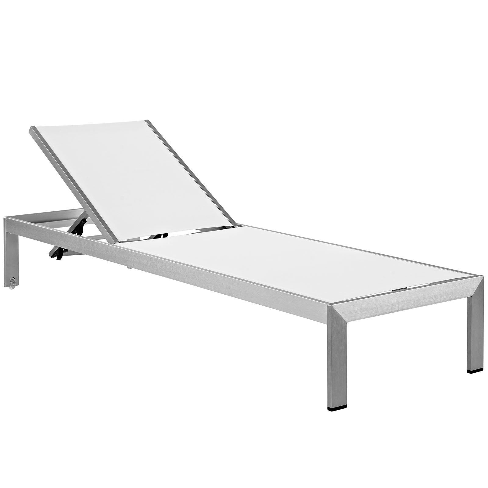 Modway Outdoor Loungers - Shore Outdoor Patio Chaise Silver & White (Set Of 4)