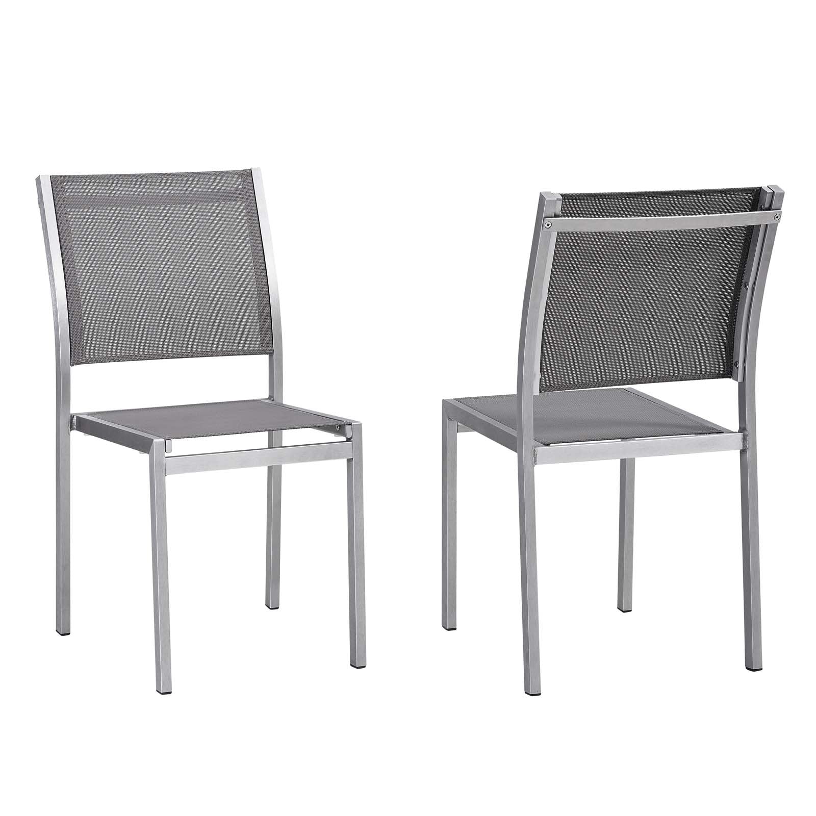 Modway Outdoor Dining Chairs - Shore Side Chair Outdoor Patio Aluminum Set of 2 Silver Gray
