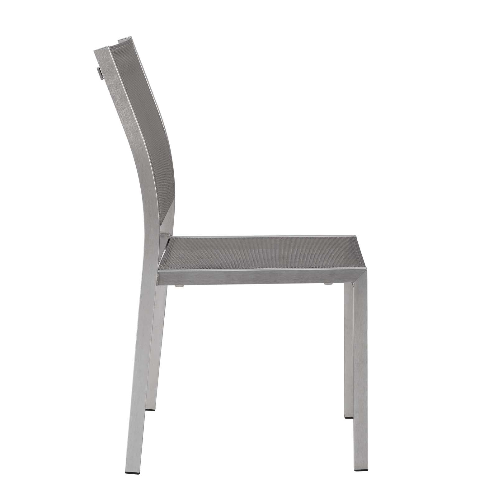 Modway Outdoor Dining Chairs - Shore Side Chair Outdoor Patio Aluminum Set of 2 Silver Gray