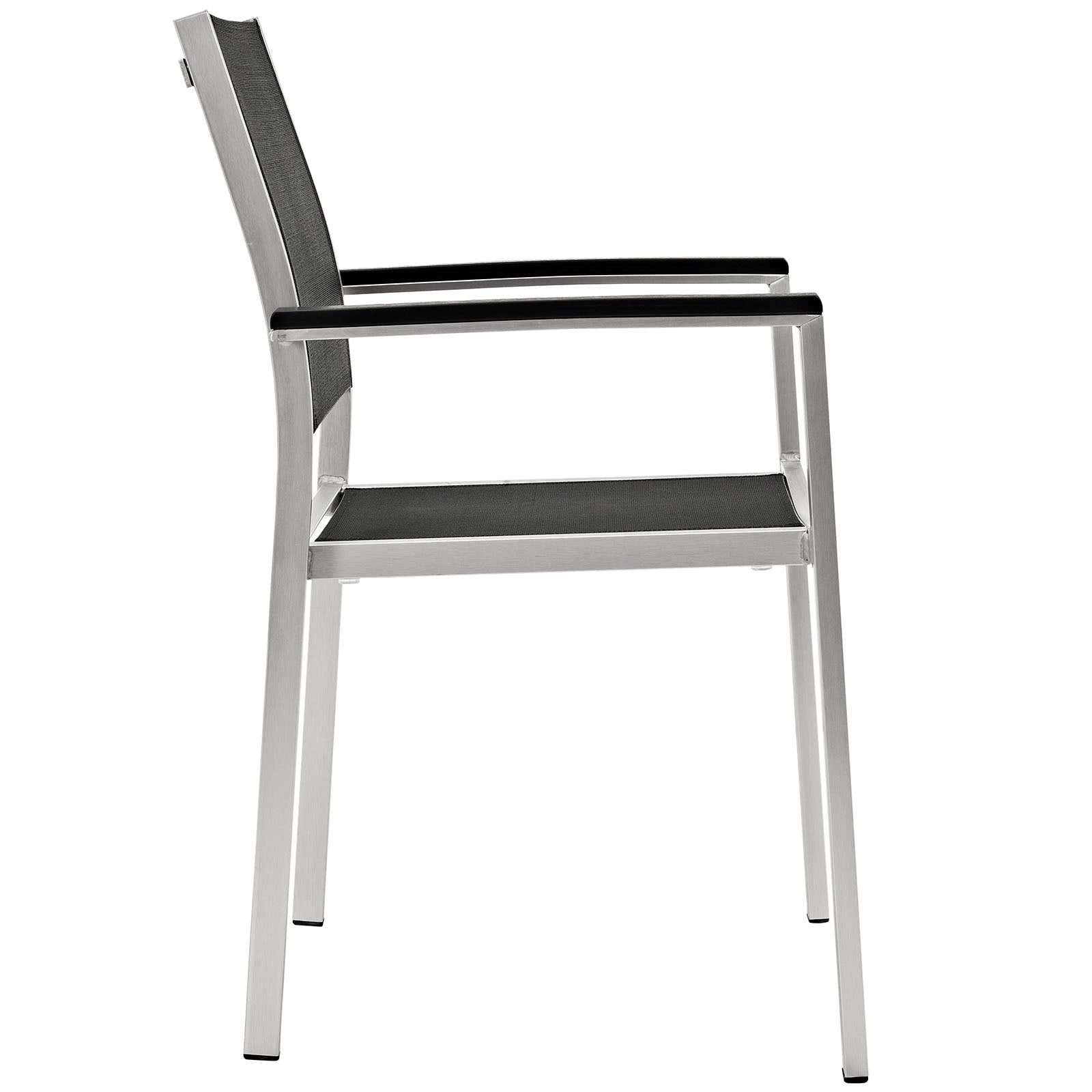 Modway Outdoor Dining Chairs - Shore Dining Chair Outdoor Patio Aluminum Set of 2 Silver Black