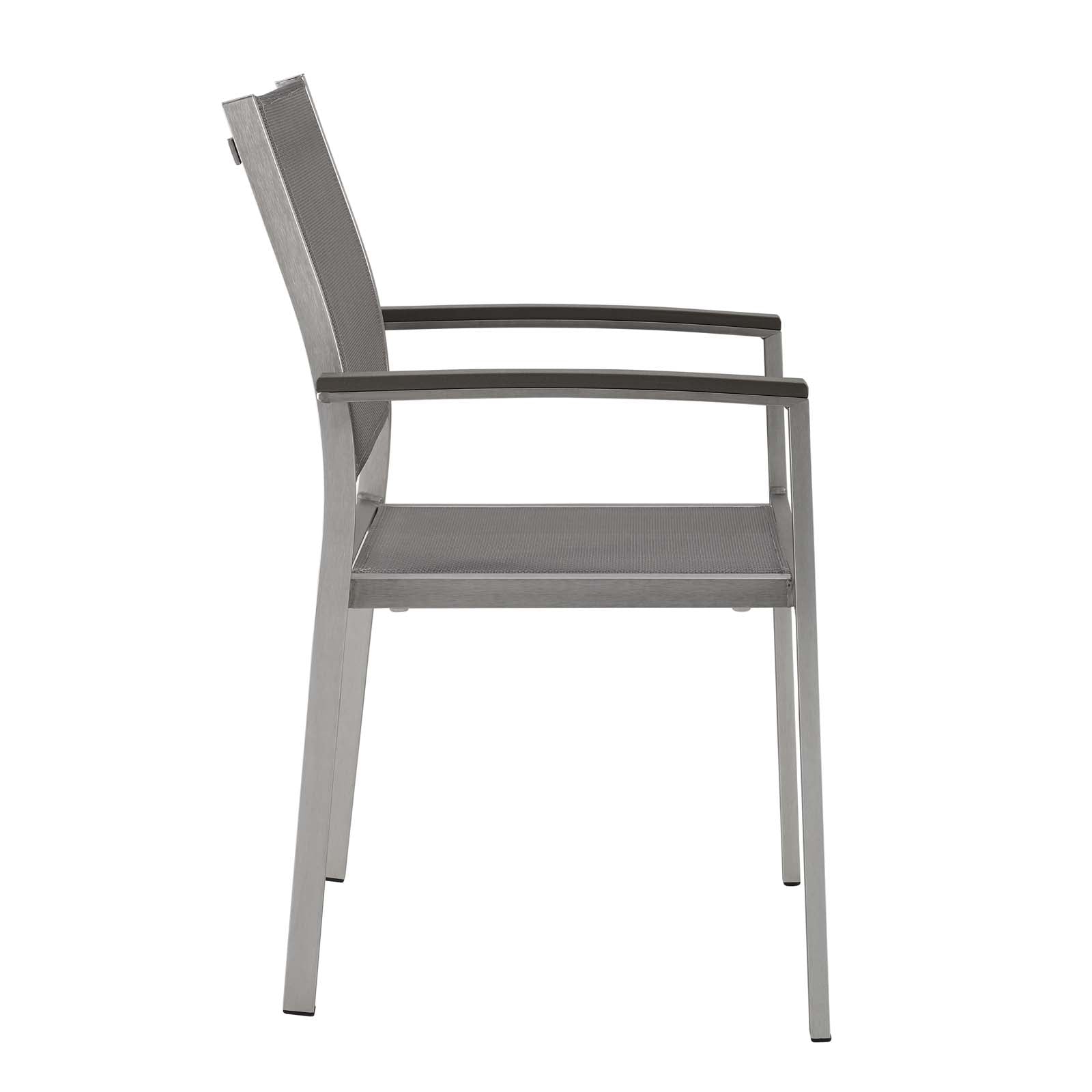 Modway Outdoor Dining Chairs - Shore Dining Chair Outdoor Patio Aluminum Set of 2 Silver Gray