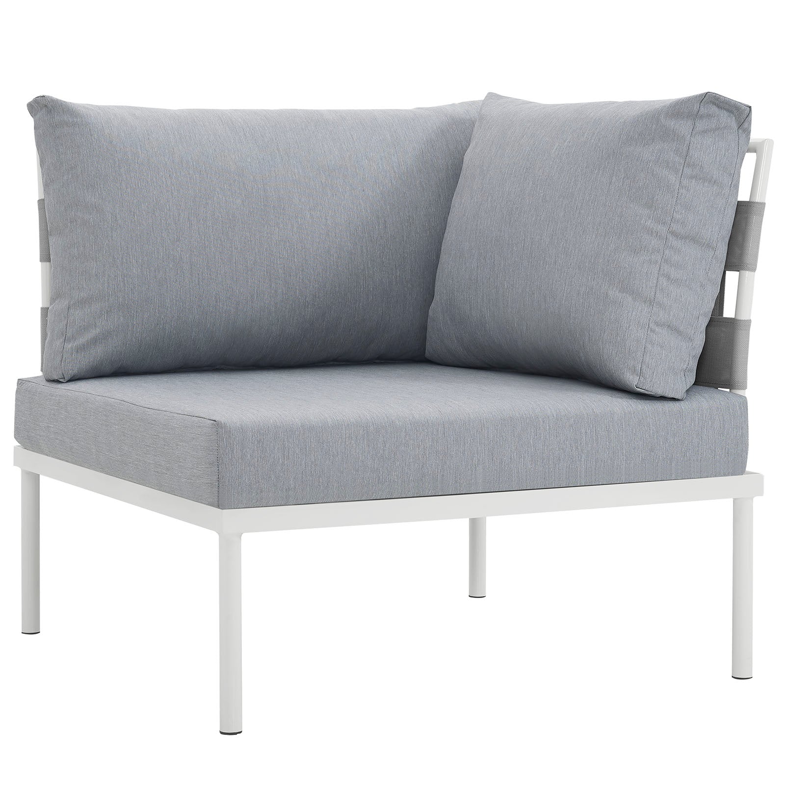 Modway Outdoor Chairs - Harmony Outdoor Patio Aluminum Corner Sofa White Gray