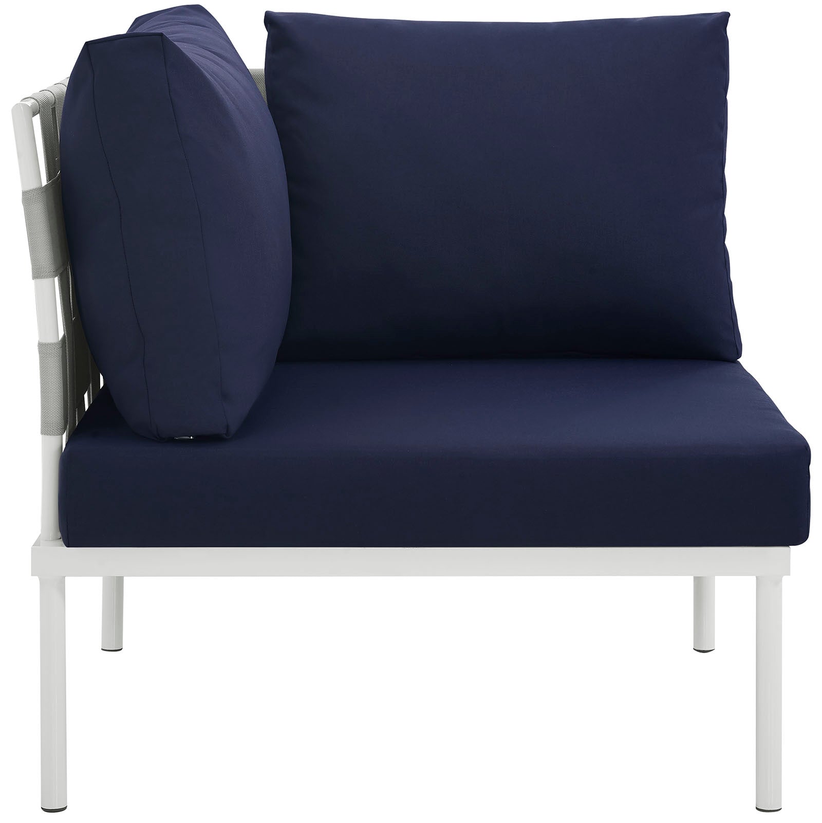 Modway Outdoor Chairs - Harmony Outdoor Patio Aluminum Corner Sofa White Navy