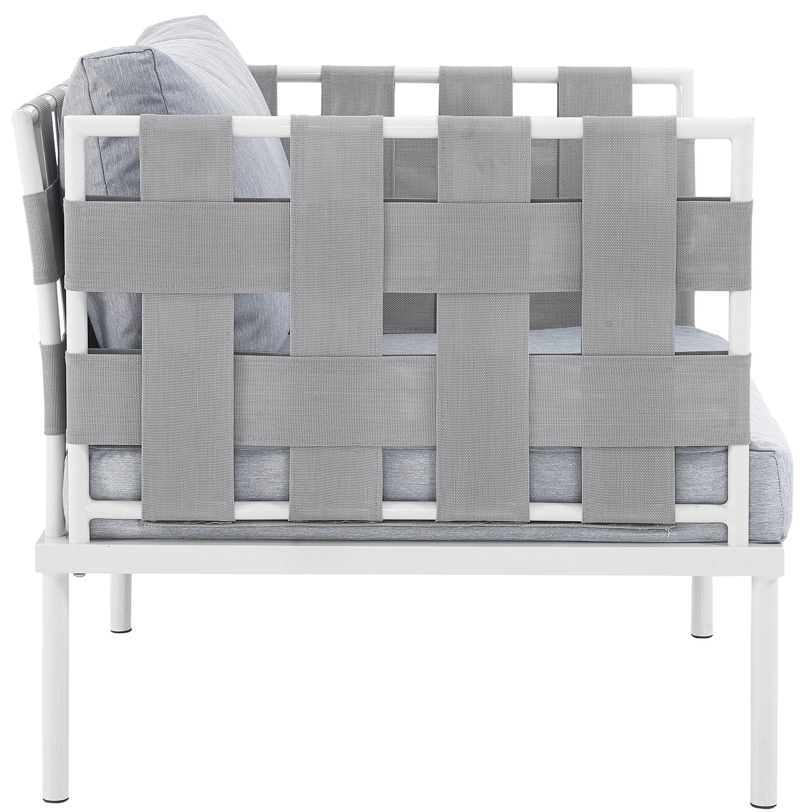 Modway Outdoor Chairs - Harmony Outdoor Patio Aluminum Armchair White Gray