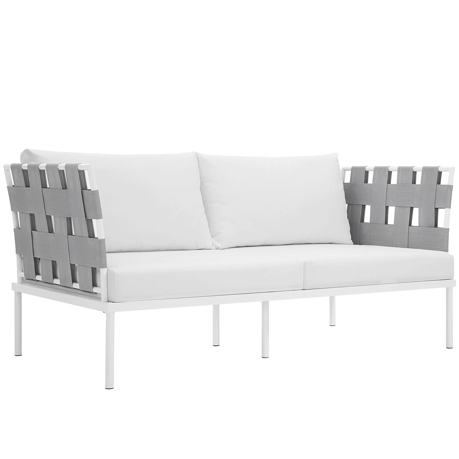 Modway Outdoor Sofas - Harmony Outdoor Patio Aluminum Loveseat White White