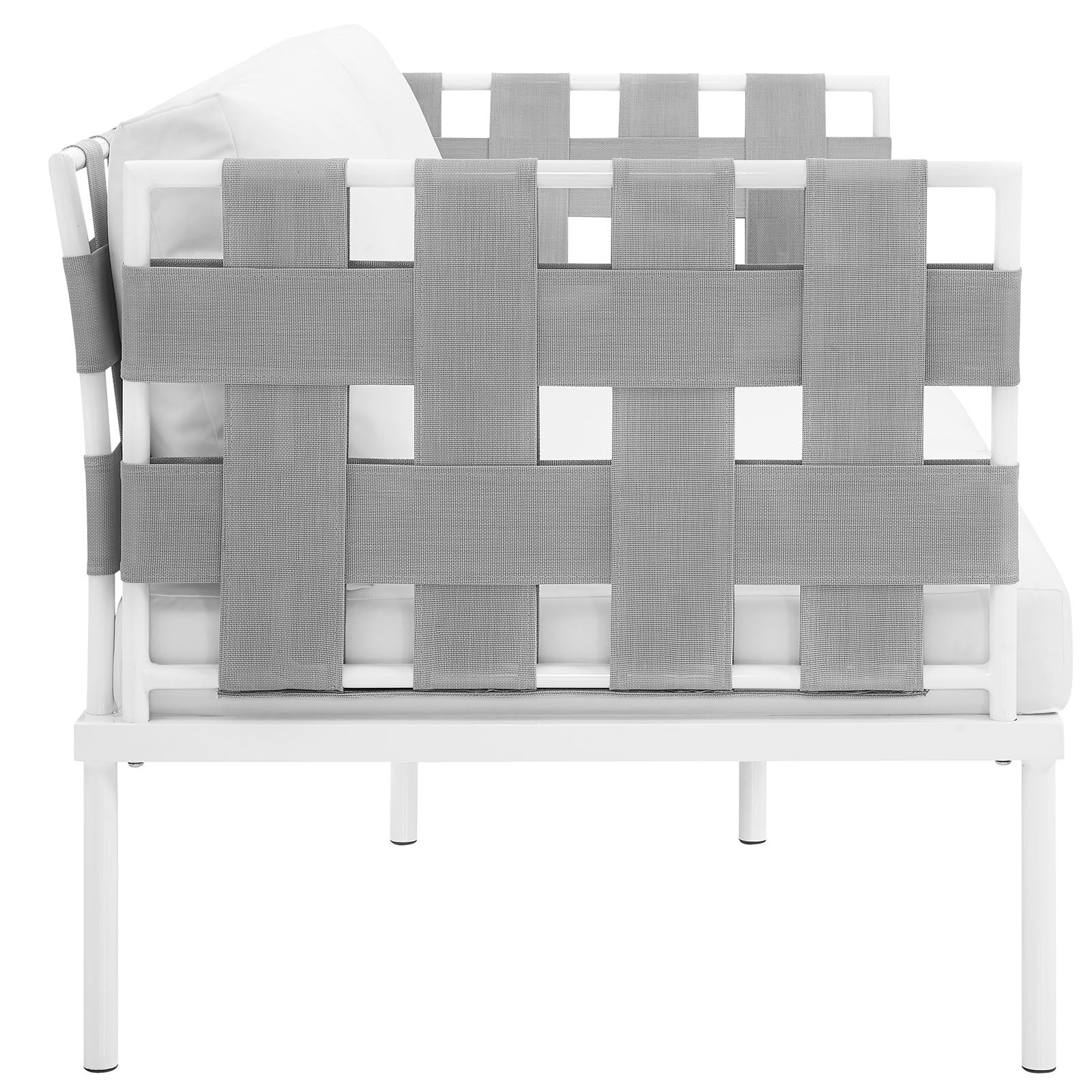 Modway Outdoor Sofas - Harmony Outdoor Patio Aluminum Loveseat White White