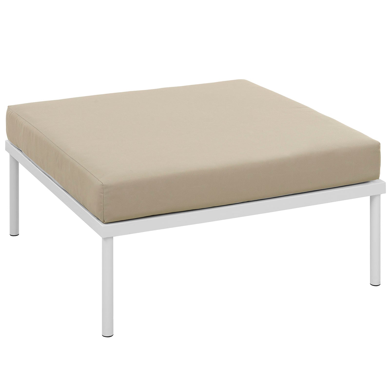 Modway Outdoor Stools & Benches - Harmony Outdoor Patio Aluminum Ottoman White Beige
