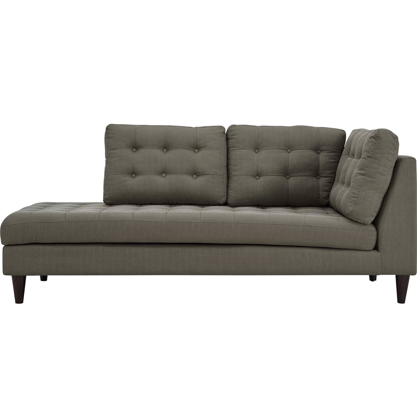 Modway Sectional Sofas - Empress Upholstered Fabric Left Facing Bumper Granite