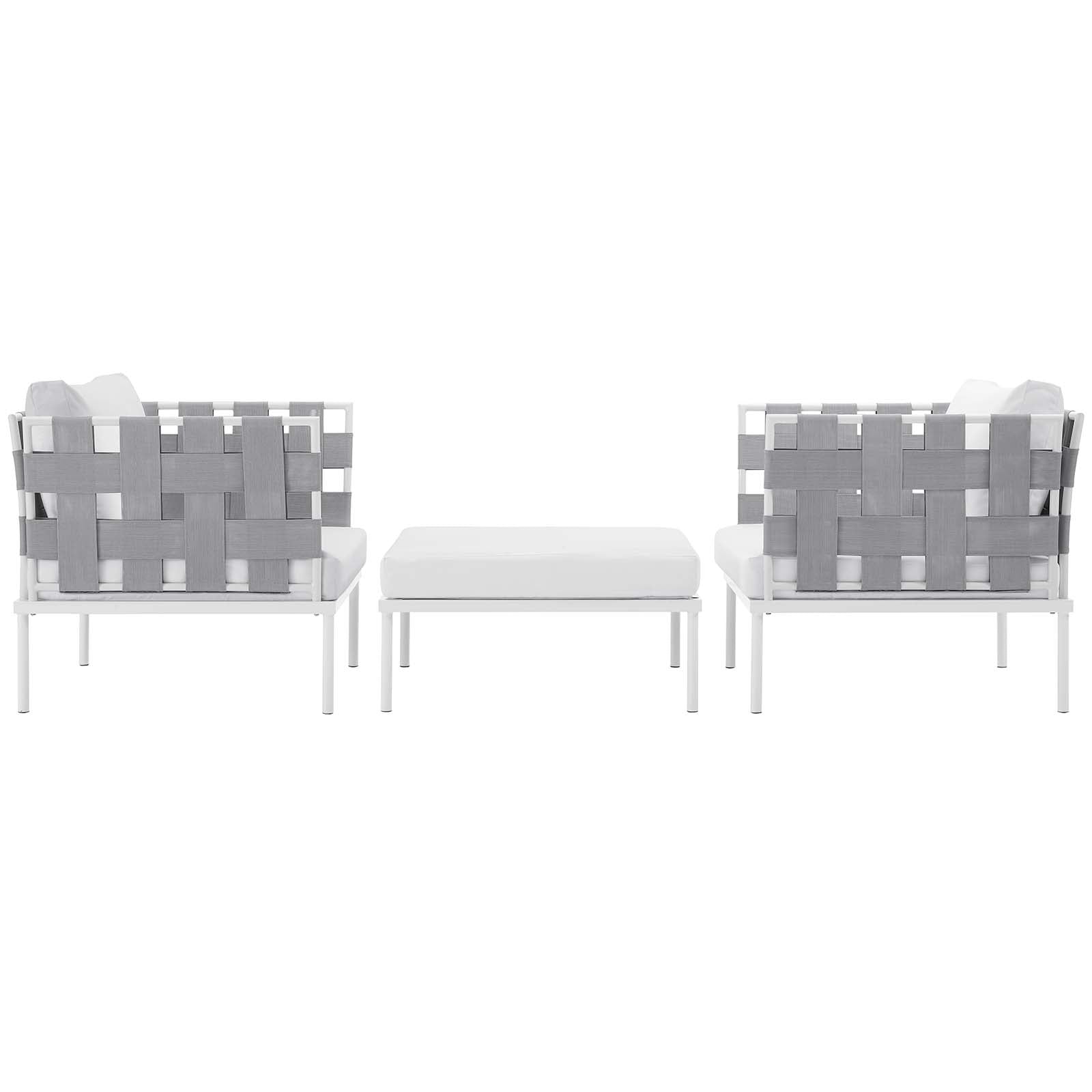 Modway Outdoor Conversation Sets - Harmony 3 Piece Outdoor Patio Aluminum Sectional Sofa Set White White