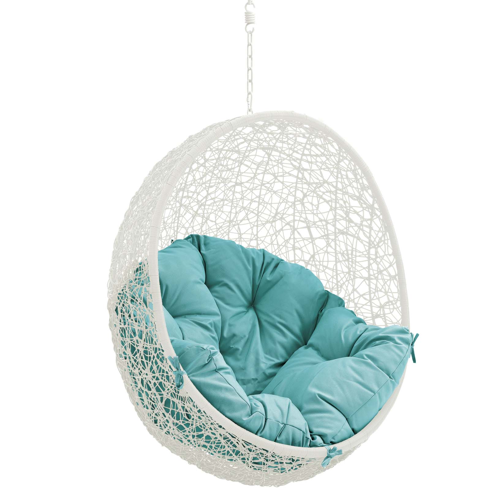 Modway Outdoor Conversation Sets - Hide-Outdoor-Patio-Swing-Chair-Without-Stand-White-Turquoise