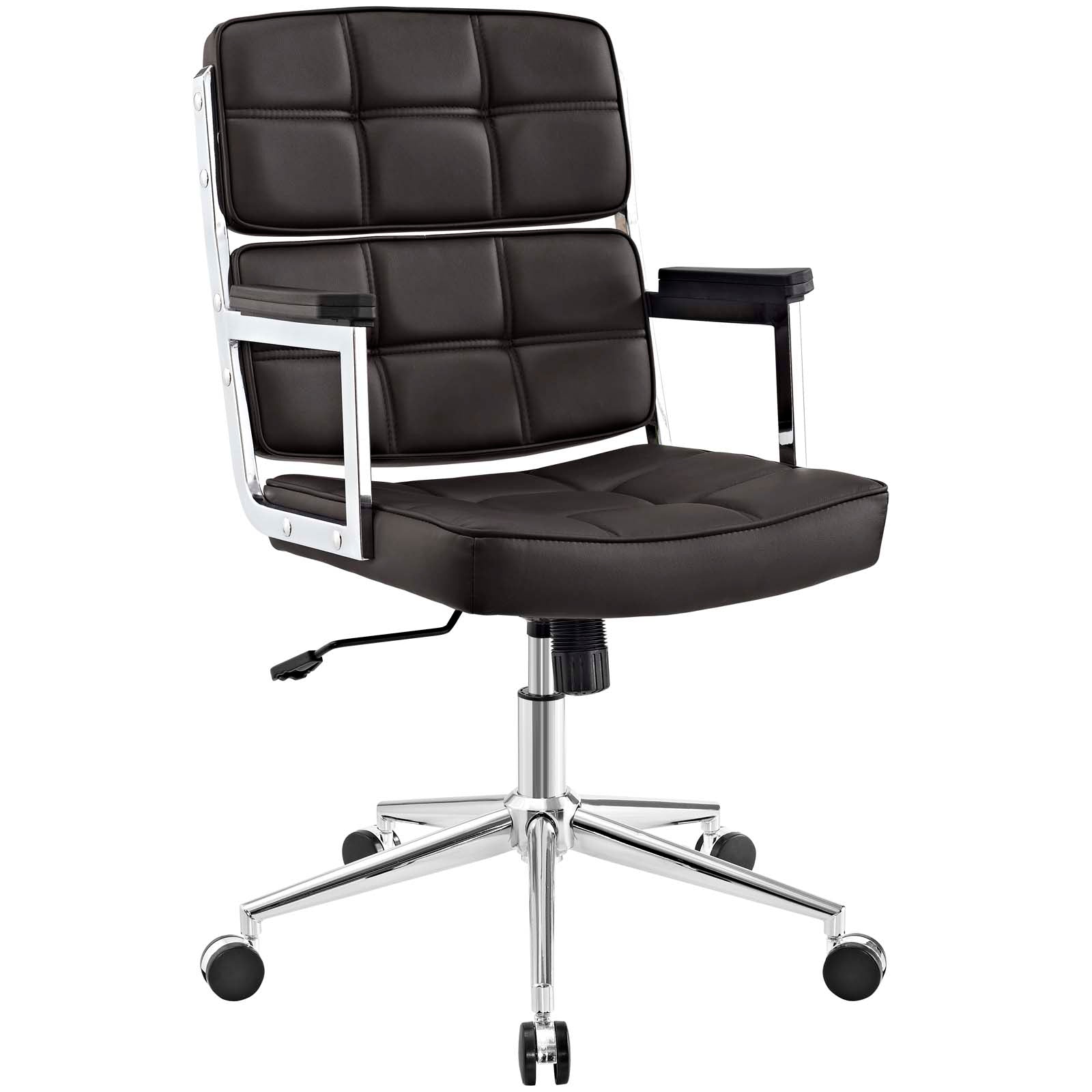 Modway Task Chairs - Portray Highback Vinyl Office Chair Brown