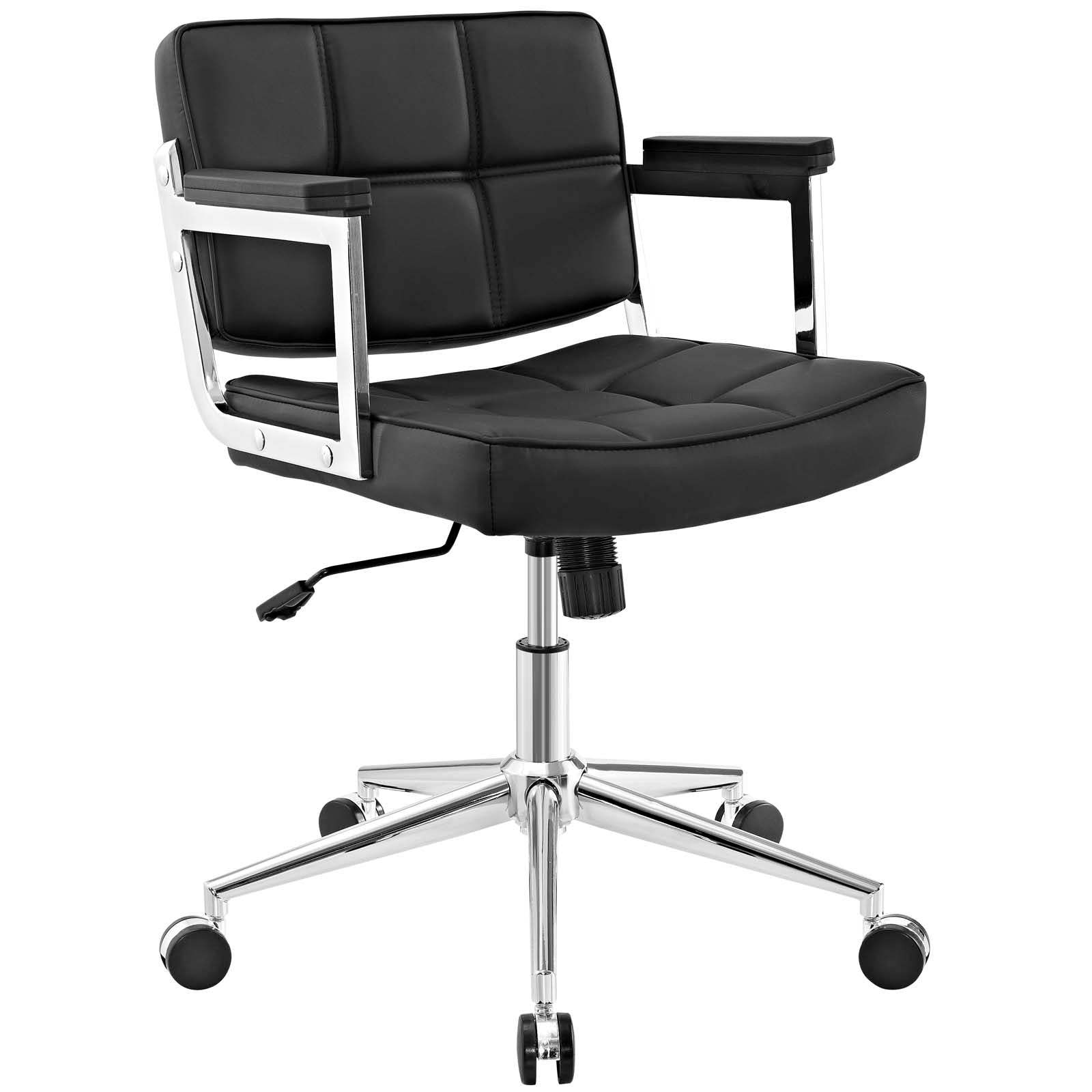 Modway Task Chairs - Portray Mid Back Upholstered Vinyl Office Chair Black