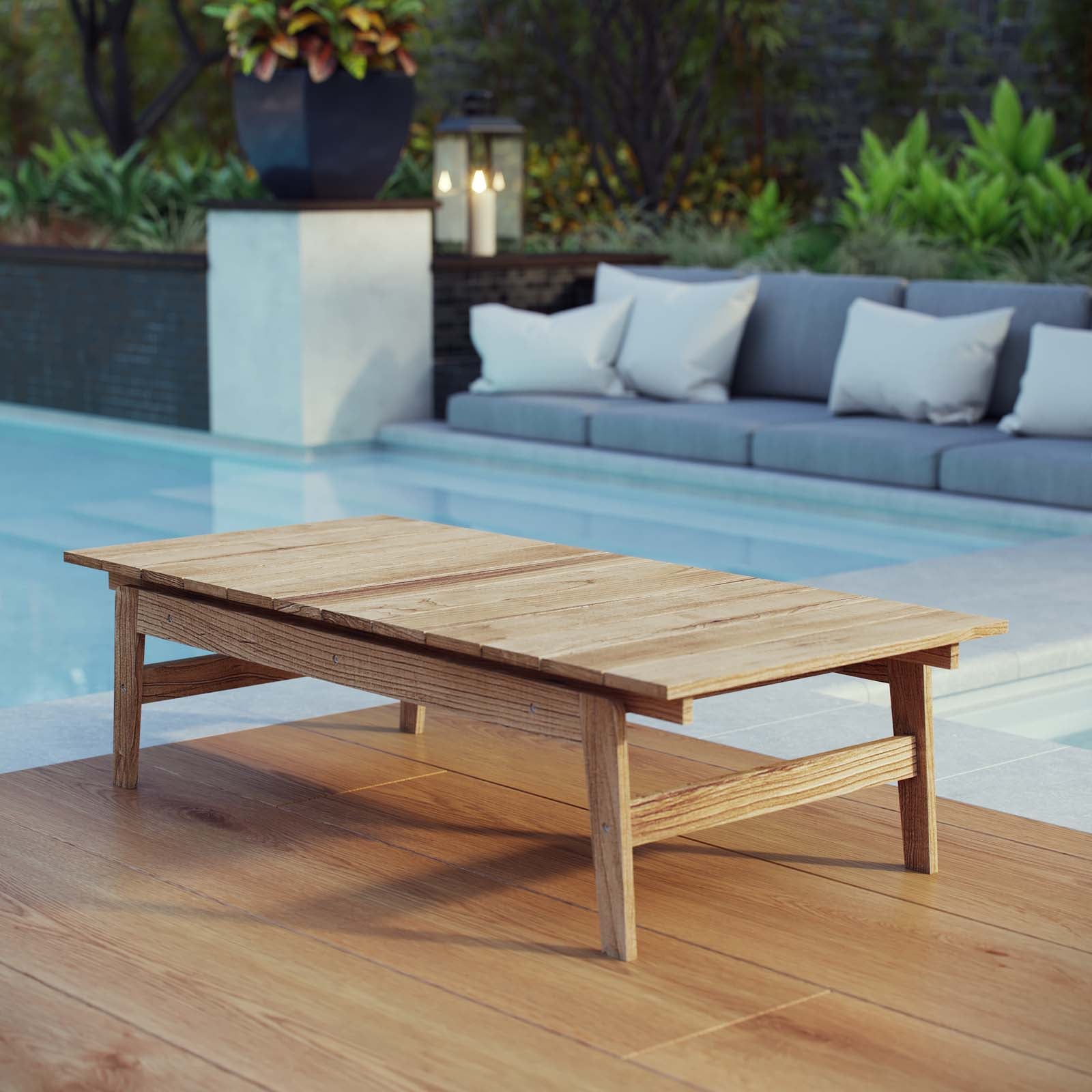 Modway Outdoor Coffee Tables - Bayport Outdoor Coffee Table Natural