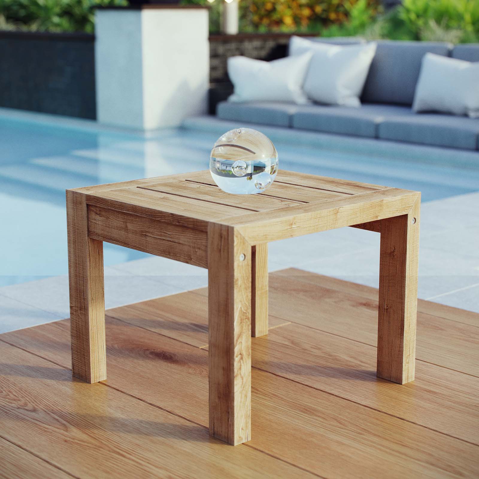 Modway Outdoor Side Tables - Upland Outdoor Side Table Natural