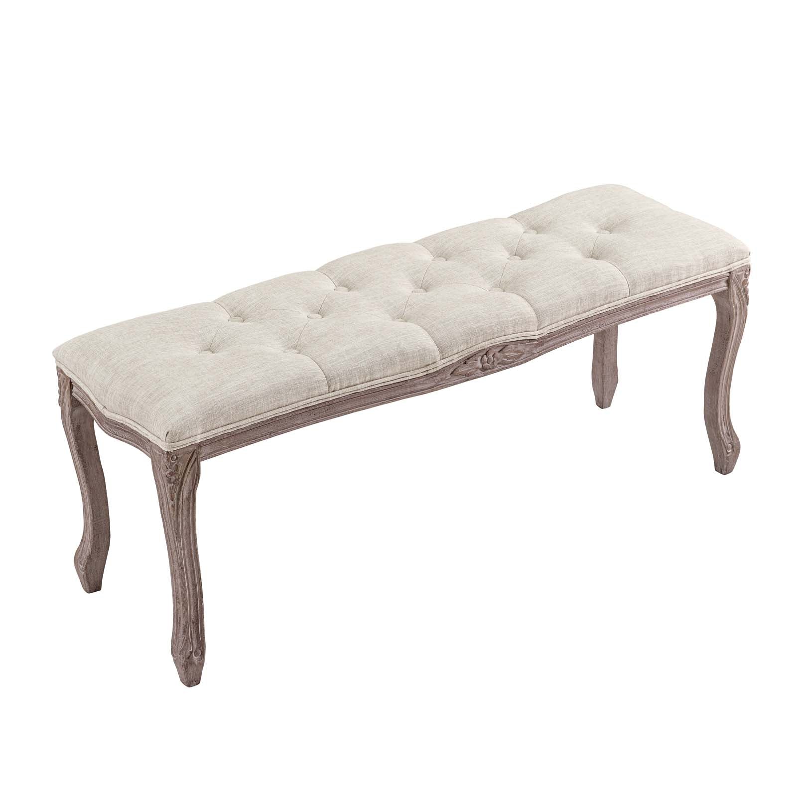 Modway Benches - Regal Vintage French Upholstered Fabric Bench Beige