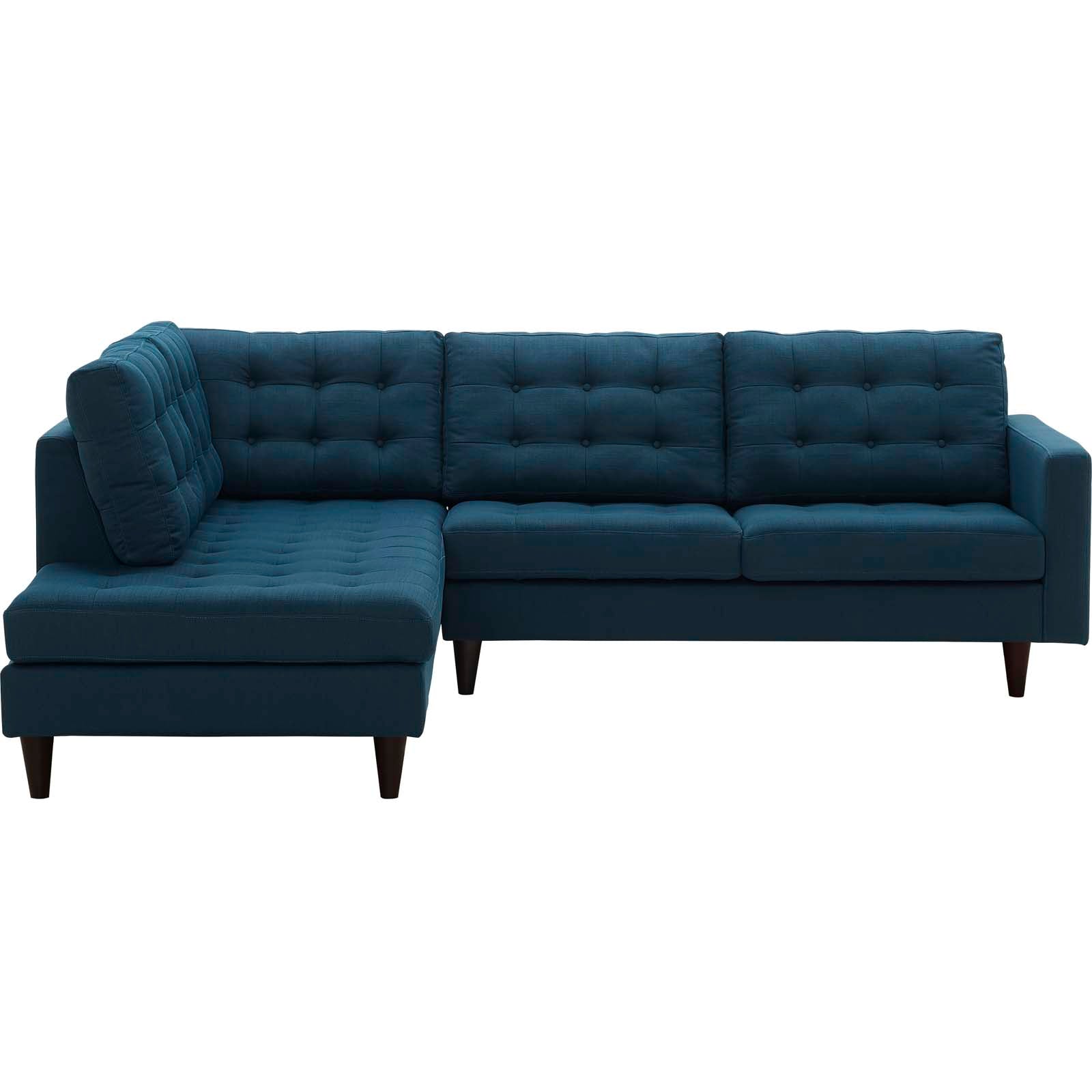 Modway Sectional Sofas - Empress 2 Piece Upholstered Fabric Left Facing Bumper Sectional Azure