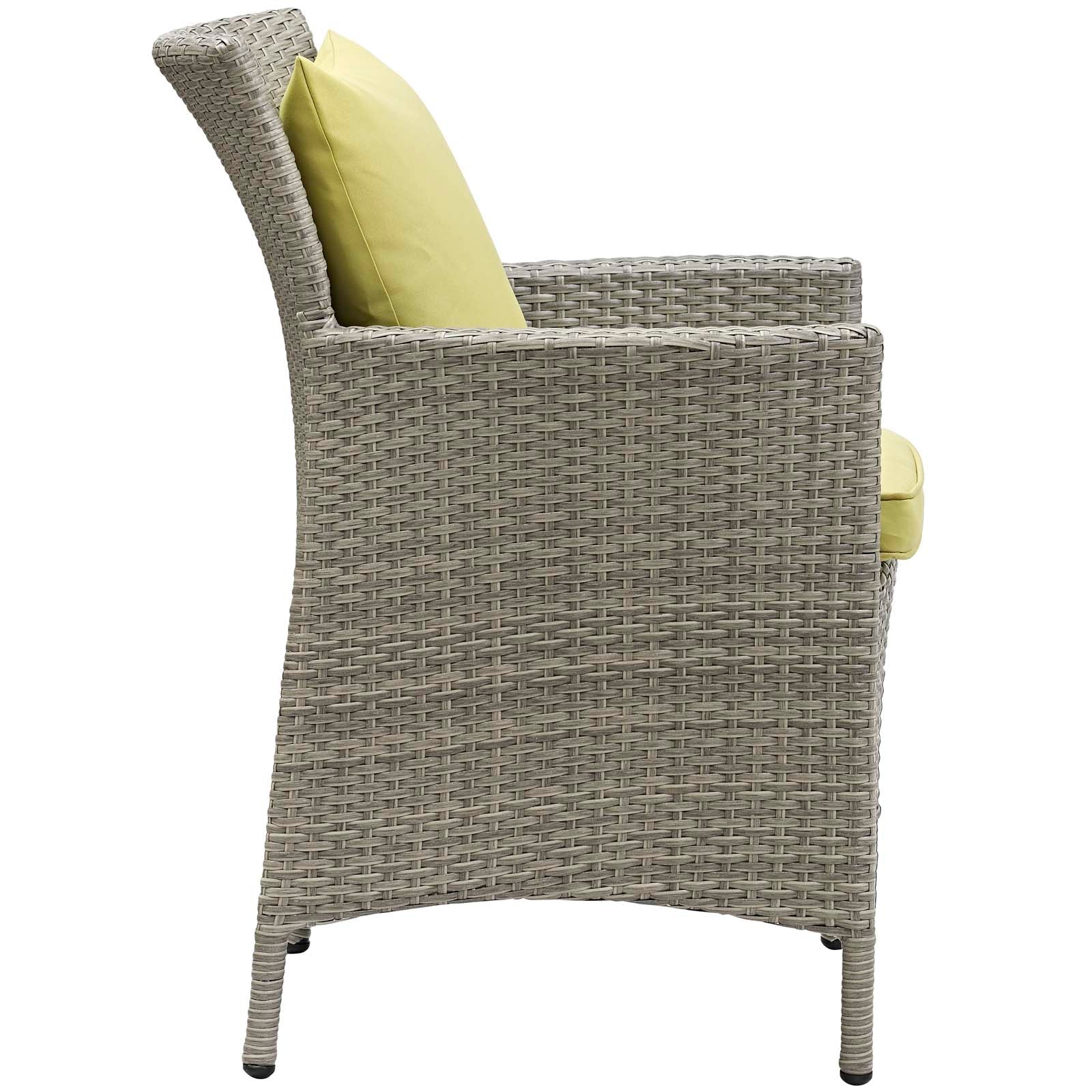 Modway Outdoor Dining Chairs - Conduit Outdoor Patio Wicker Rattan Dining Armchair Light Gray Peridot
