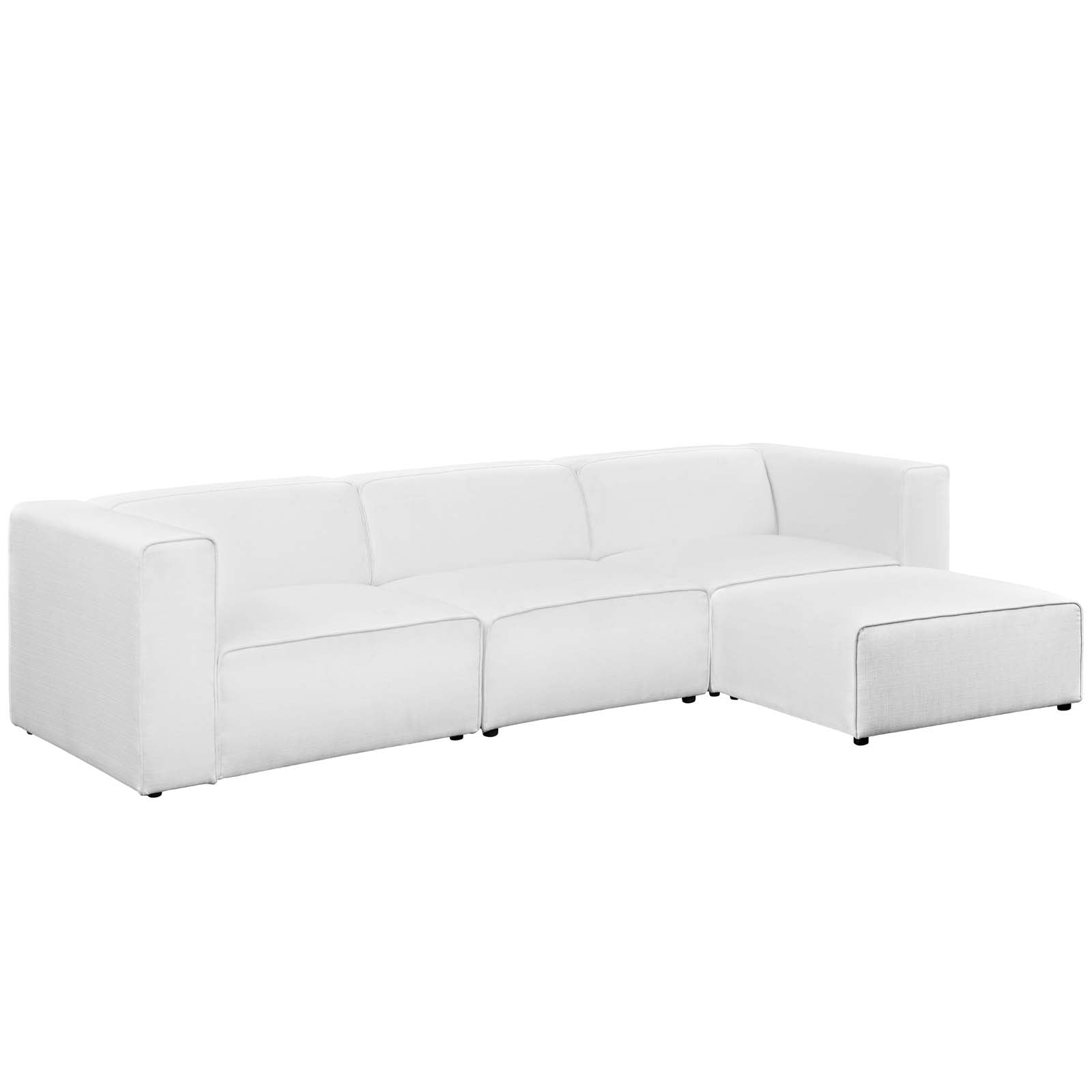 Modway Sectional Sofas - Mingle Upholstered Reversible Sectional Sofa White