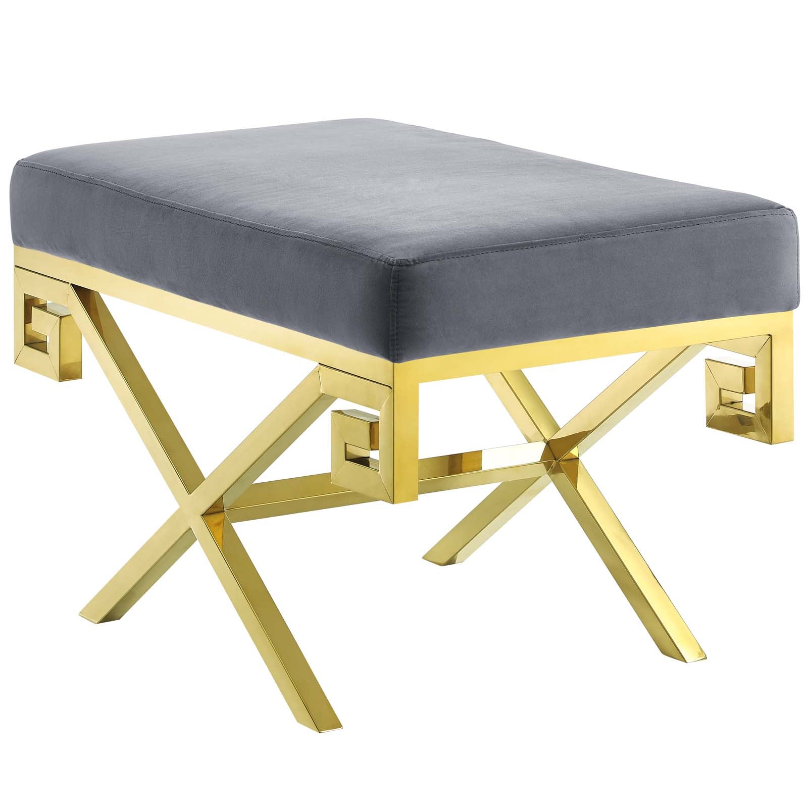 Modway Benches - Rove Velvet Performance Velvet Bench Gold Gray