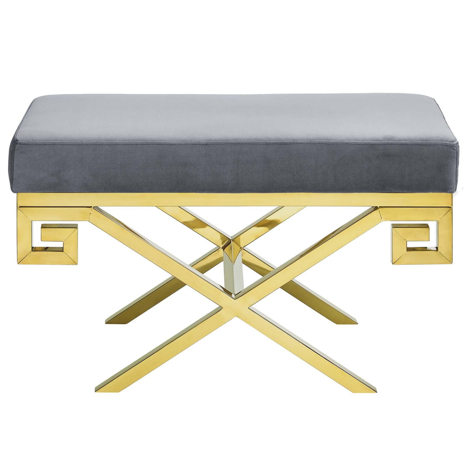 Modway Benches - Rove Velvet Performance Velvet Bench Gold Gray