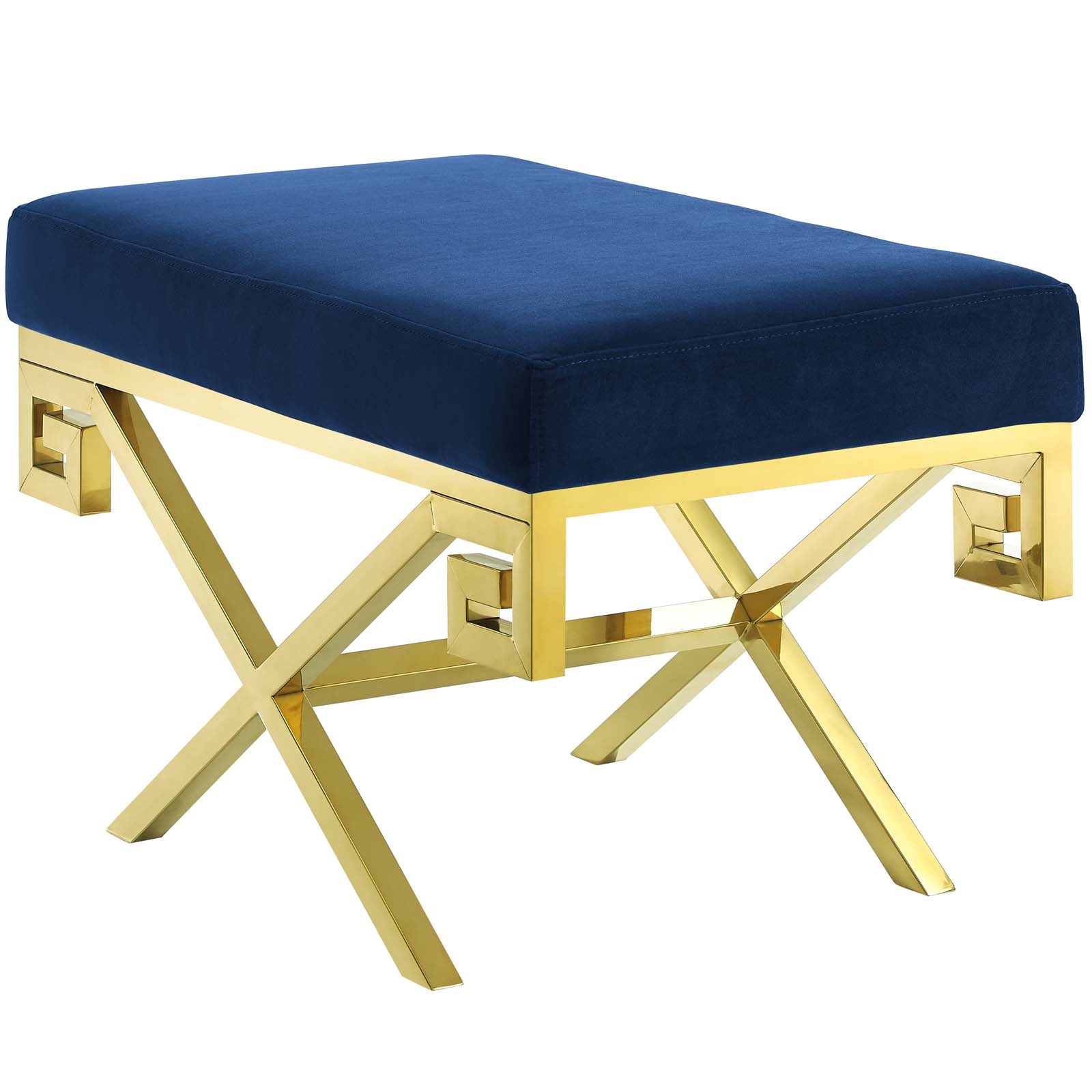 Modway Benches - Rove Velvet Performance Velvet Bench Gold Navy