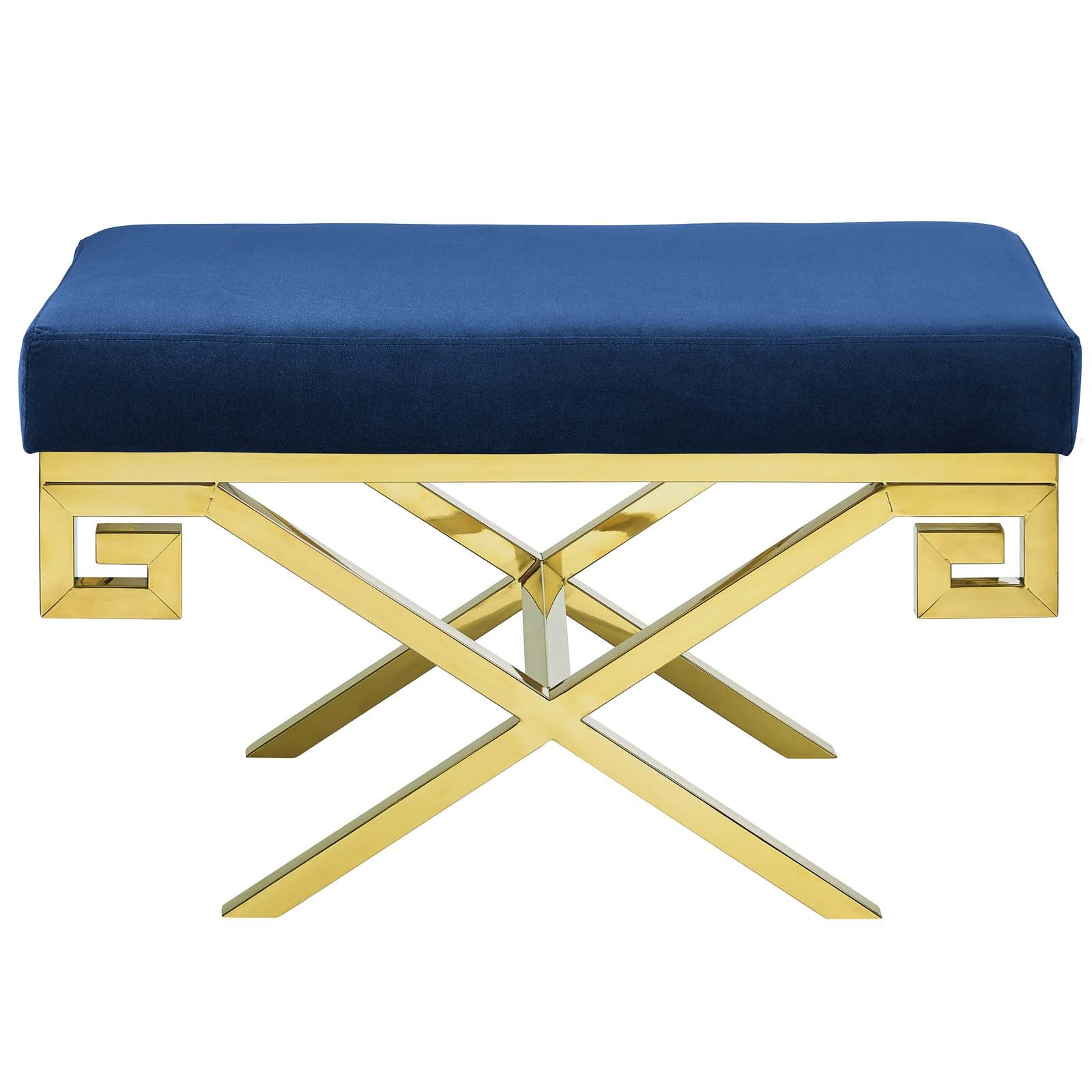 Modway Benches - Rove Velvet Performance Velvet Bench Gold Navy