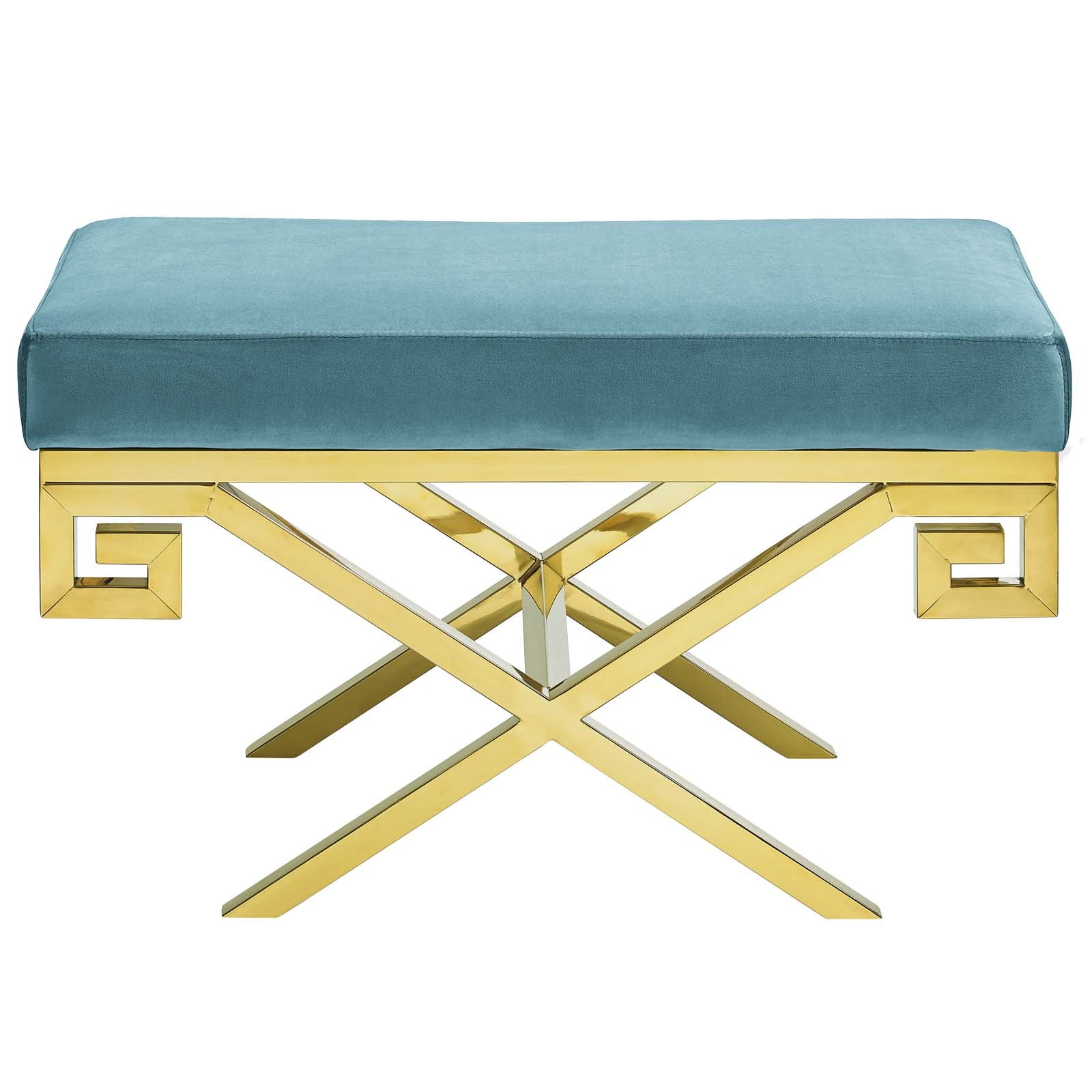 Modway Benches - Rove Velvet Performance Velvet Bench Sea Blue