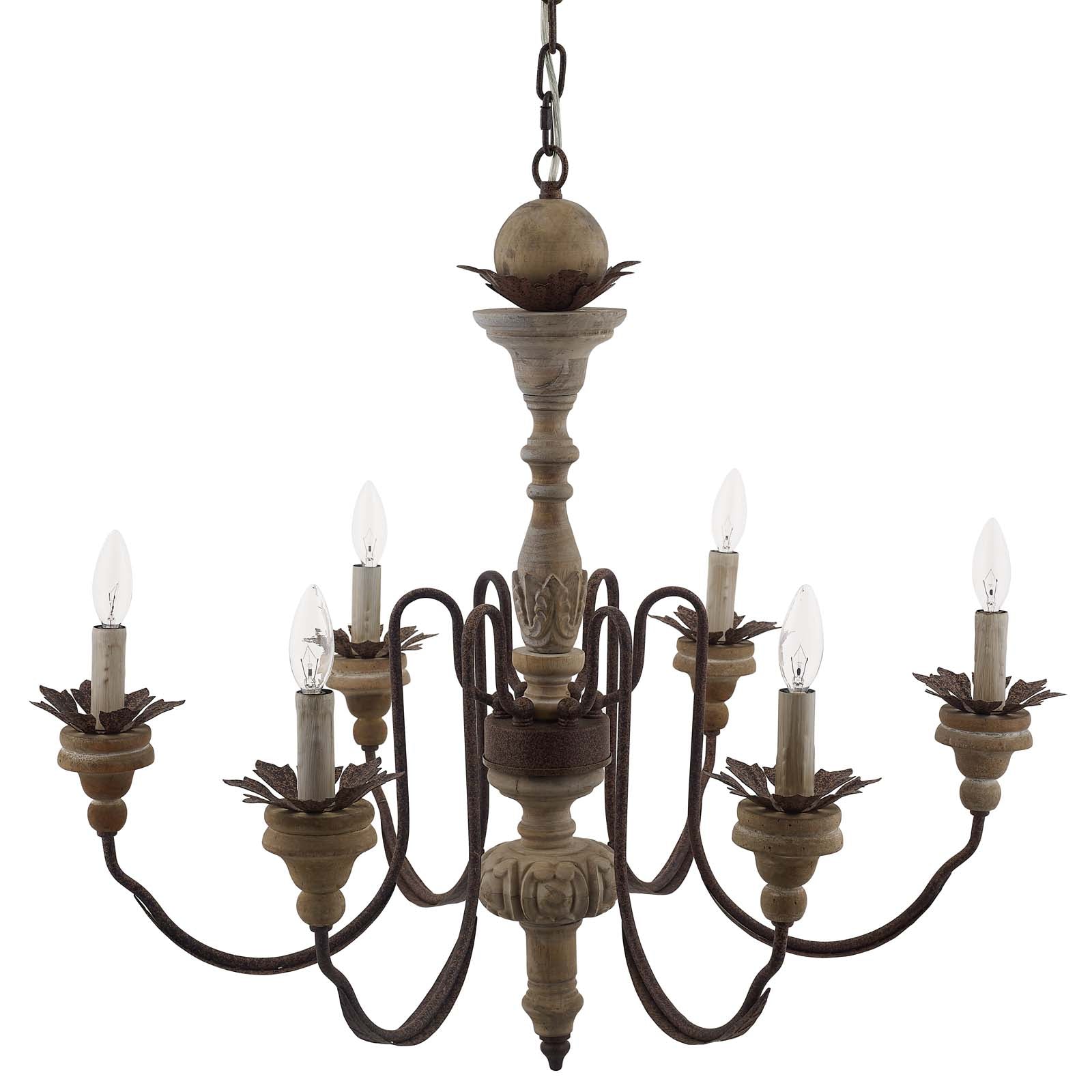 Modway Ceiling Lights - Bountiful Vintage French Pendant Ceiling Light Candelabra Chandelier Rustic