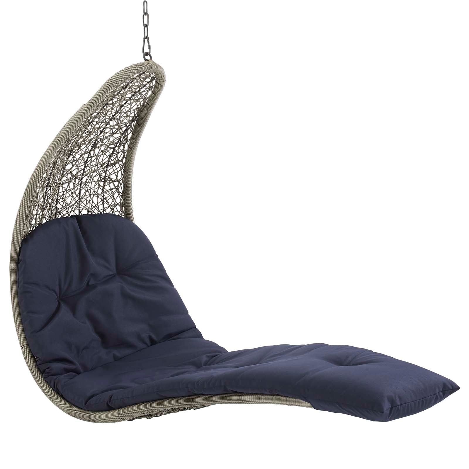 Modway Outdoor Swings - Landscape Hanging Chaise Lounge Outdoor Patio Swing Chair Light Gray Navy