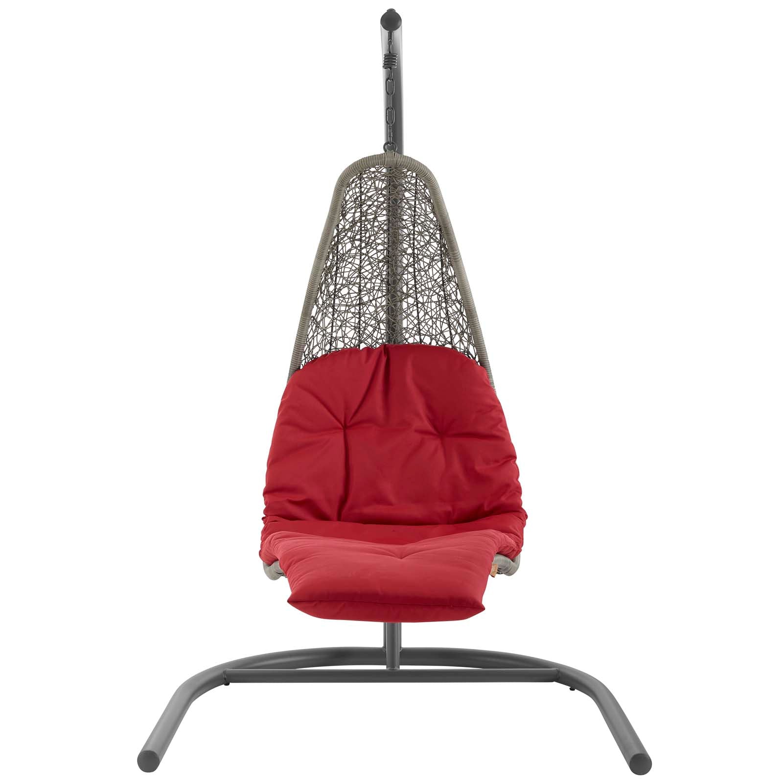 Modway Outdoor Swings - Landscape Hanging Chaise Lounge Outdoor Patio Swing Chair Light Gray Red