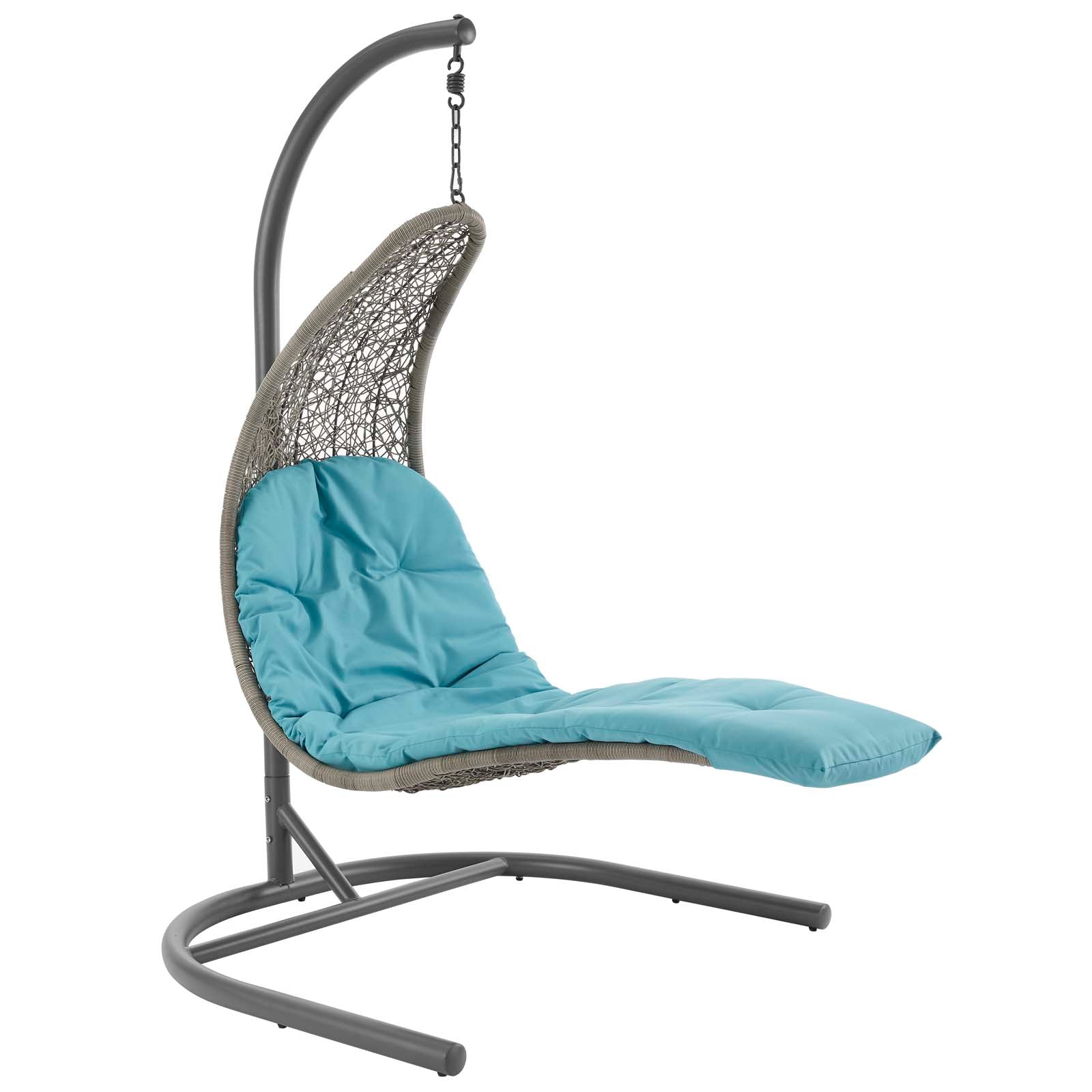 Modway Outdoor Swings - Landscape Hanging Chaise Lounge Outdoor Patio Swing Chair Light Gray Turquoise