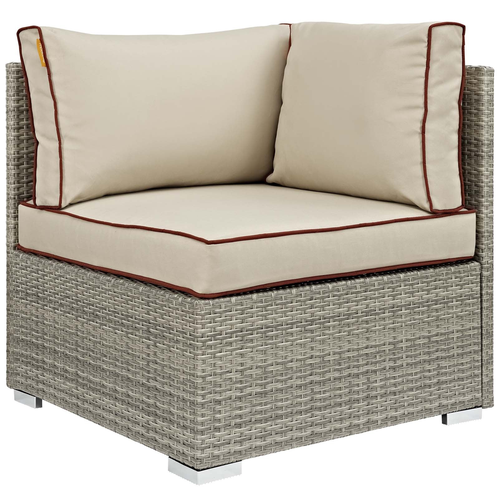 Modway Outdoor Chairs - Repose Outdoor Patio Corner Light Gray Beige