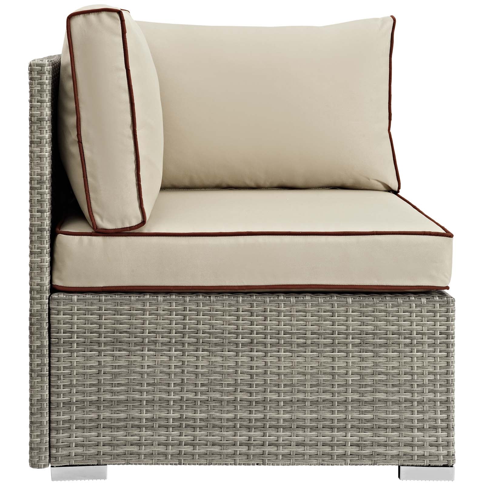 Modway Outdoor Chairs - Repose Outdoor Patio Corner Light Gray Beige
