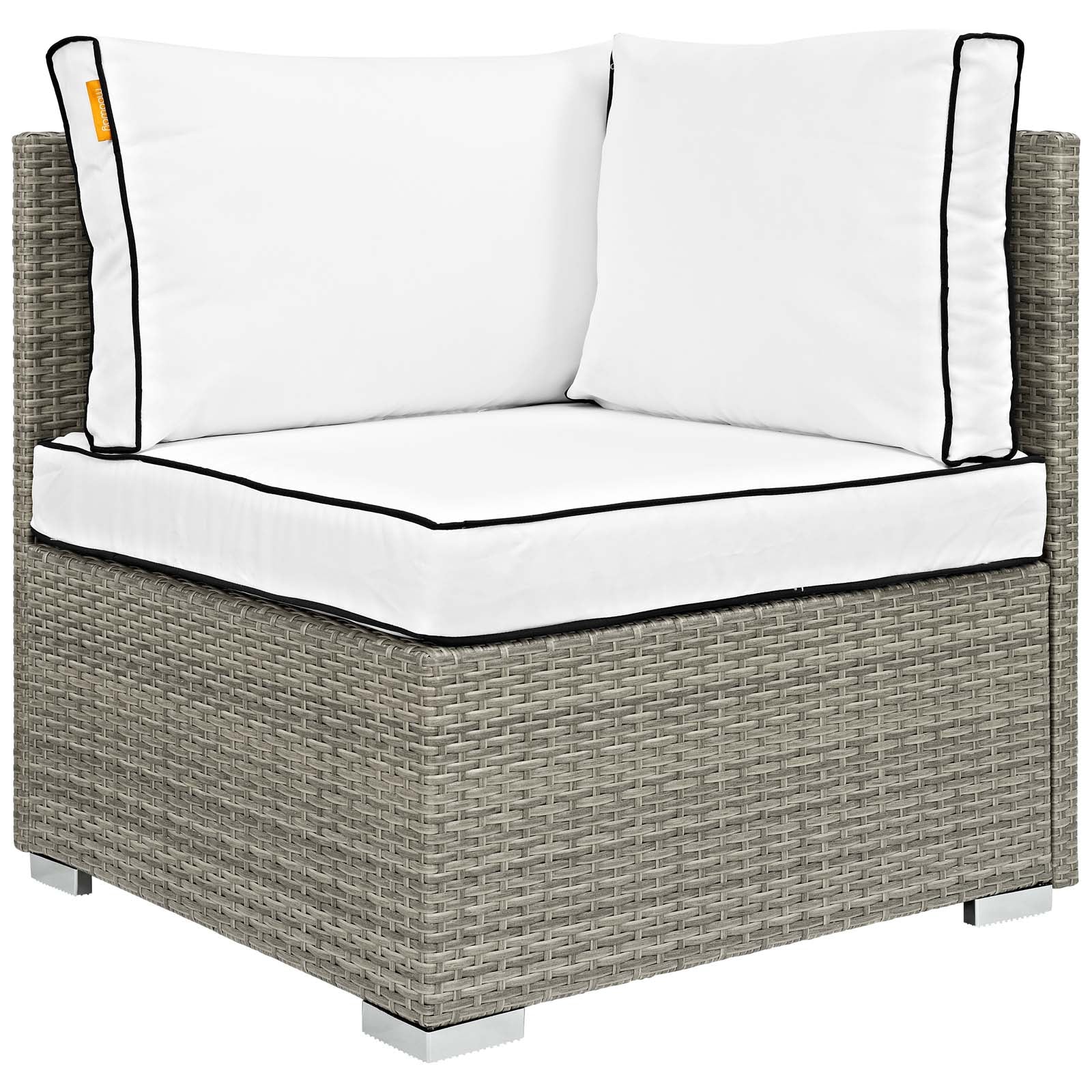 Modway Outdoor Chairs - Repose Outdoor Patio Corner Light Gray White