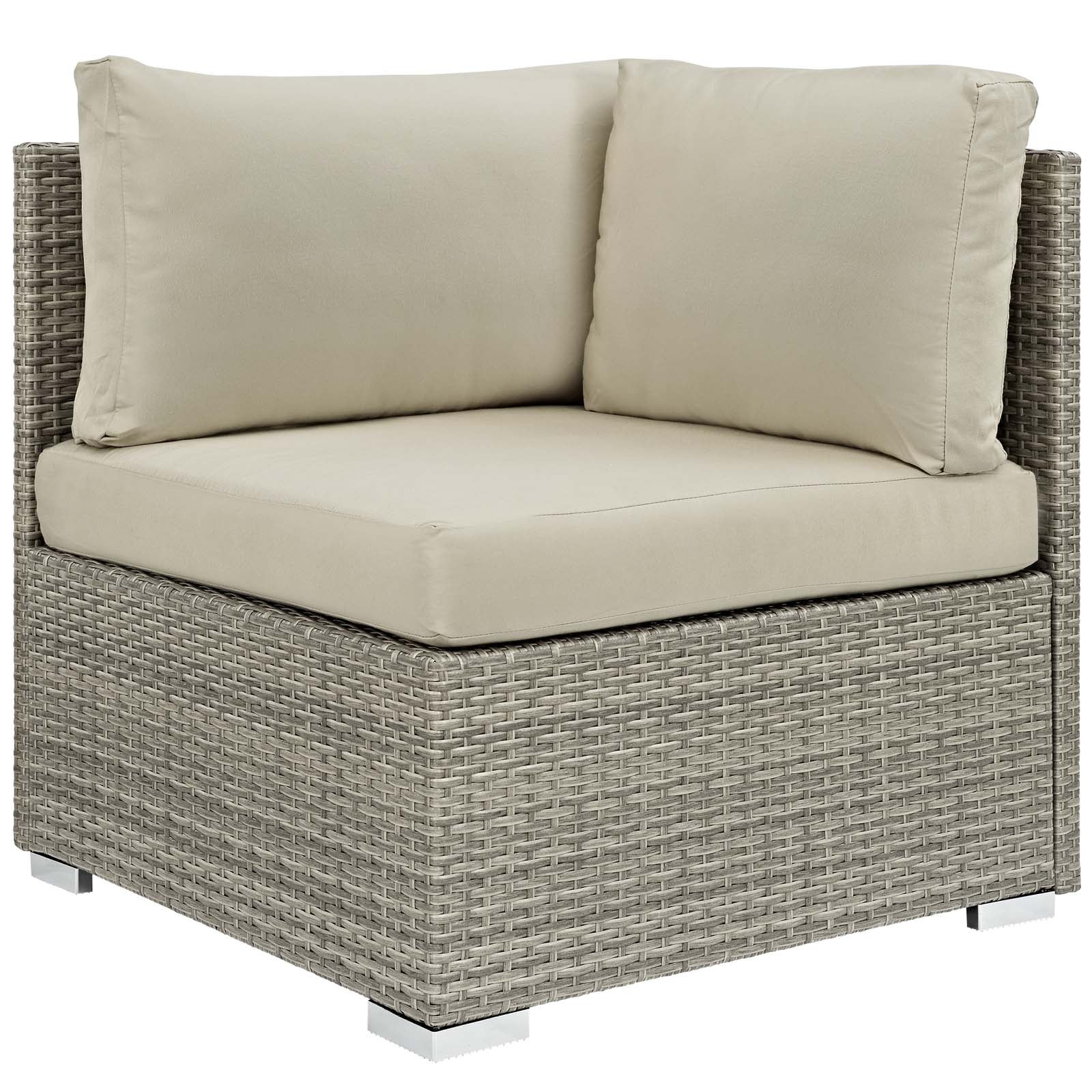 Modway Outdoor Chairs - Repose Sunbrella Fabric Outdoor Patio Corner Light Gray Beige