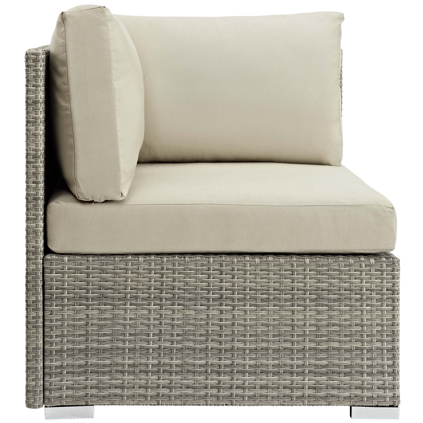 Modway Outdoor Chairs - Repose Sunbrella Fabric Outdoor Patio Corner Light Gray Beige