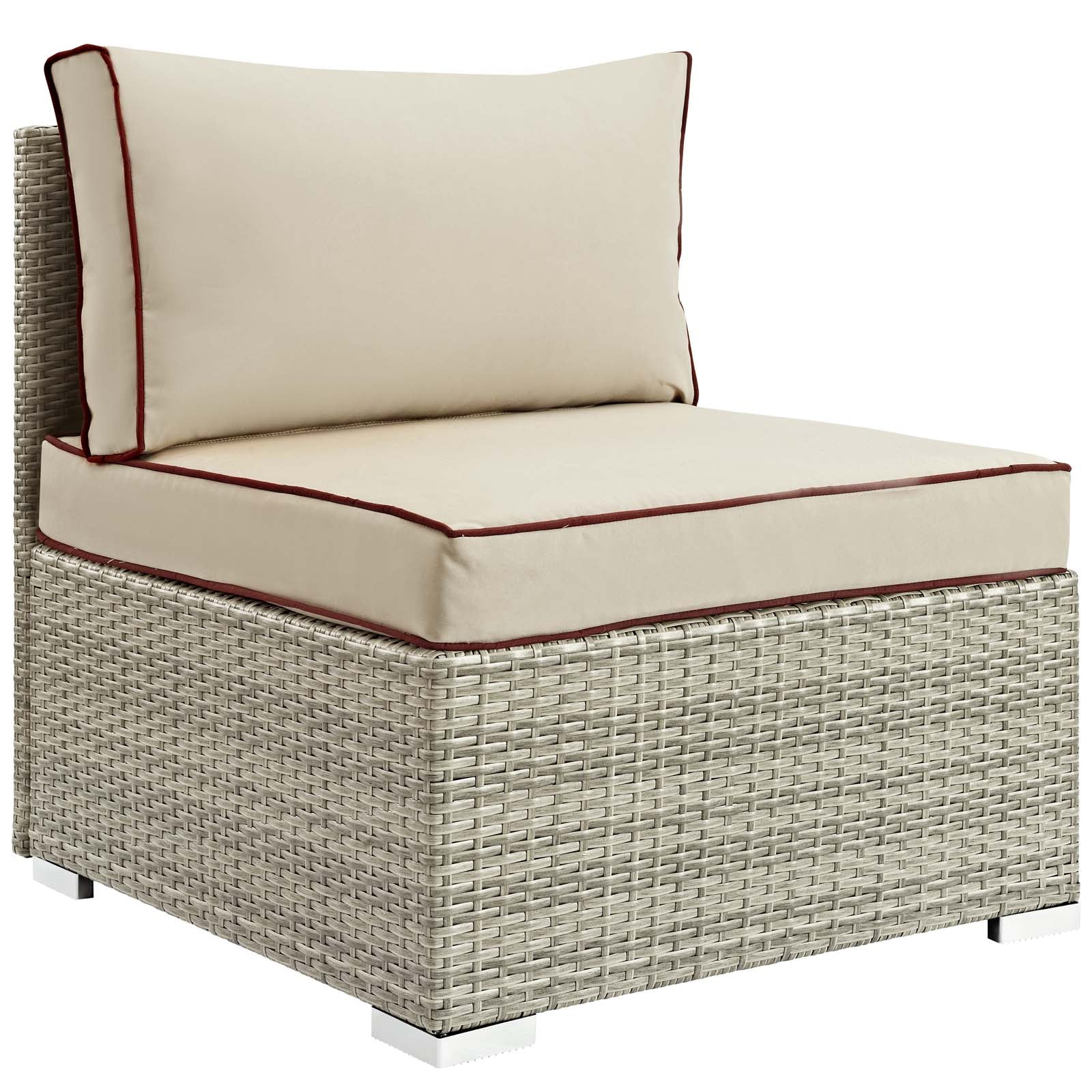 Modway Outdoor Chairs - Repose Outdoor Patio Armless Chair Light Gray Beige