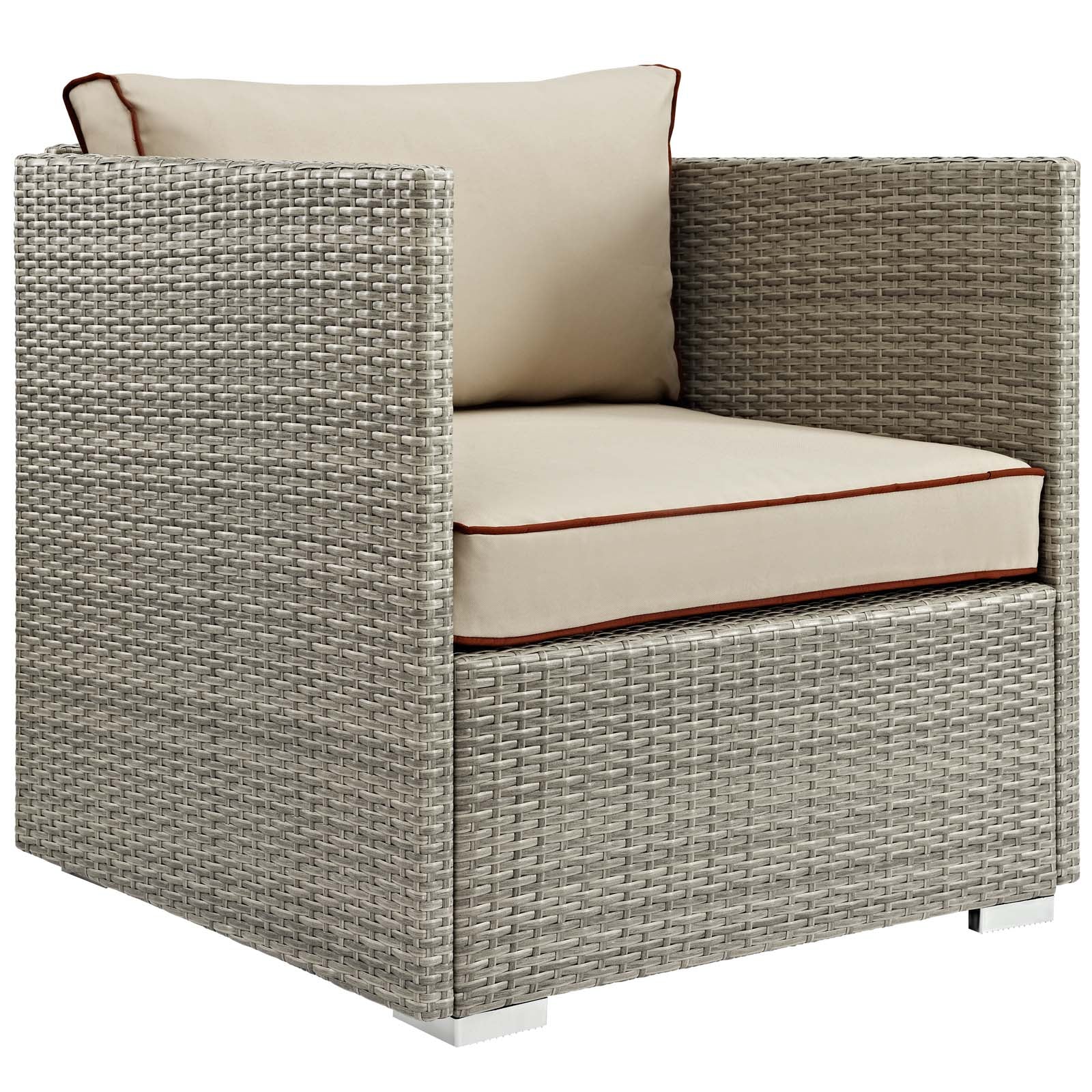 Modway Outdoor Chairs - Repose Outdoor Patio Armchair Light Gray Beige