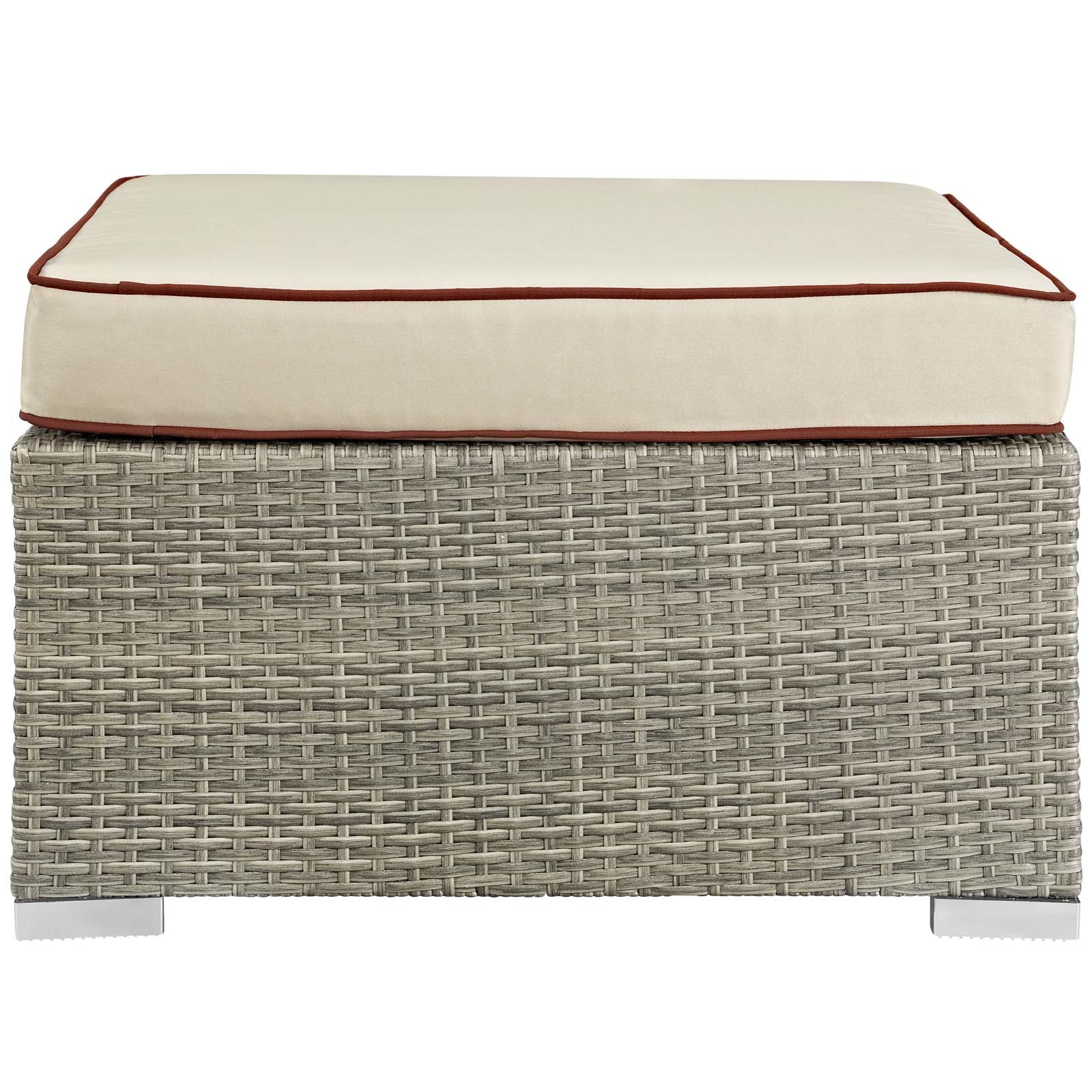 Modway Outdoor Stools & Benches - Repose Outdoor Patio Upholstered Fabric Ottoman Light Gray Beige